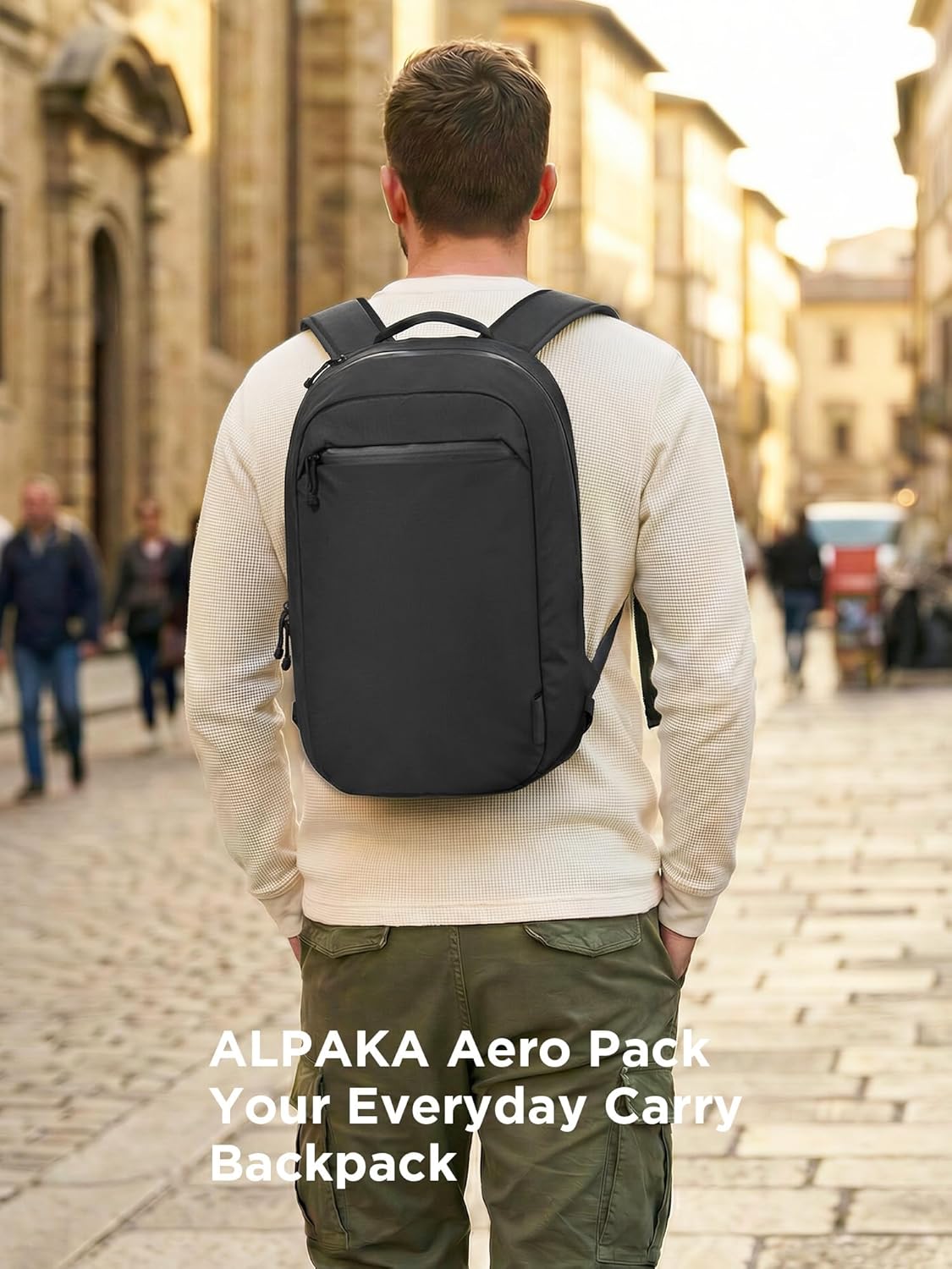 ALPAKA Aero Pack 16L Lightweight Laptop Backpack for Work, Travel and Daily Commute, Fits 16" MacBook Pro, Personal Item Carry On with Internal Bottle Pocket, Axoflux 210D Ripstop, Black