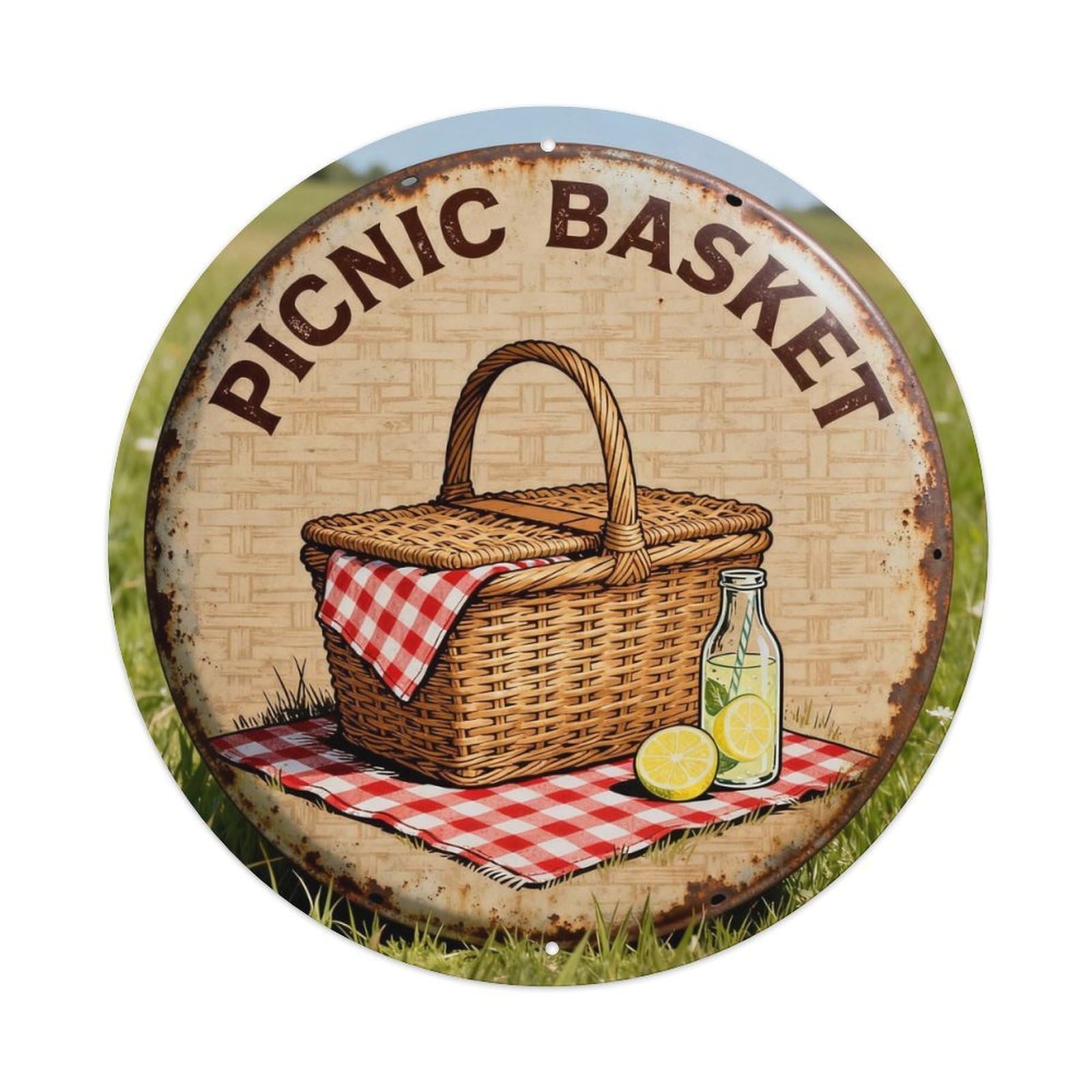 PICNIC BASKET Metal Tin Sign Plaque