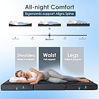 Vista 5 de INGEROOM Colchón plegable tamaño matrimonial, colchón triple de espuma viscoelástica de 4 pulgadas para campamento, con asa portátil, sofá cama