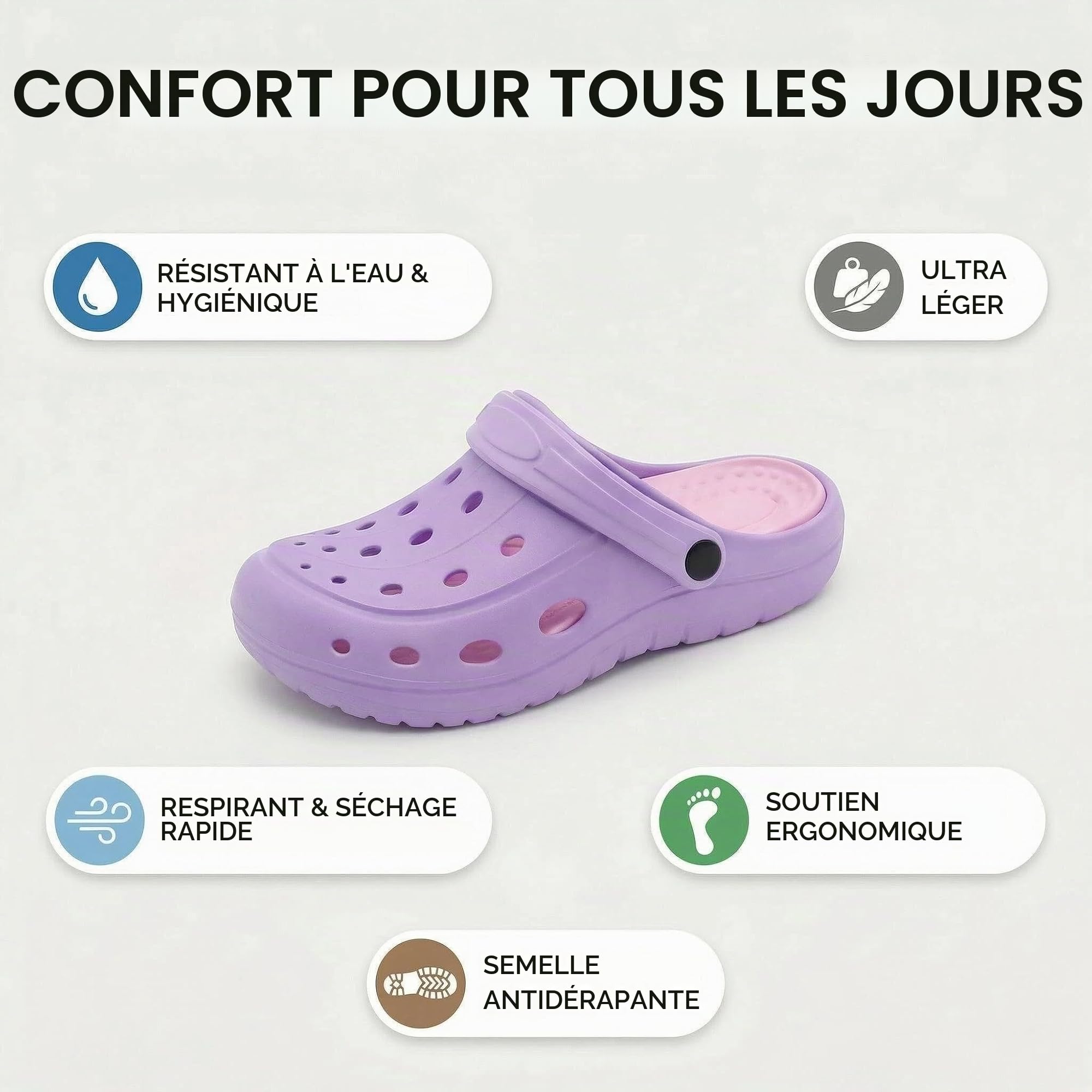 Sabots Mixte pour Femmes et Hommes | Chaussures de Jardin Respirantes | Pantoufles Légères | Sandales de Plage