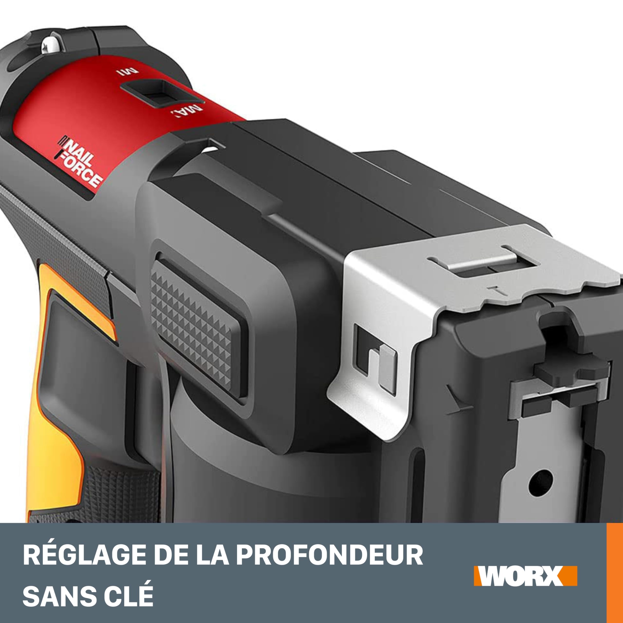 WORX Agrafeuse et Cloueuse de Finition sans Fil 20V WX843, 2 en 1, Jusqu'à 60 Clous/min, Réglage de la Pronfondeur Sans Outil, Livrée avec Batterie, Chargeur, 500 Clous et 500 Agrafes