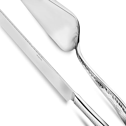 Miniatura 5 de Hudson Essentials Juego de cuchillos y servidores para pasteles de acero inoxidable 18/10 martillados