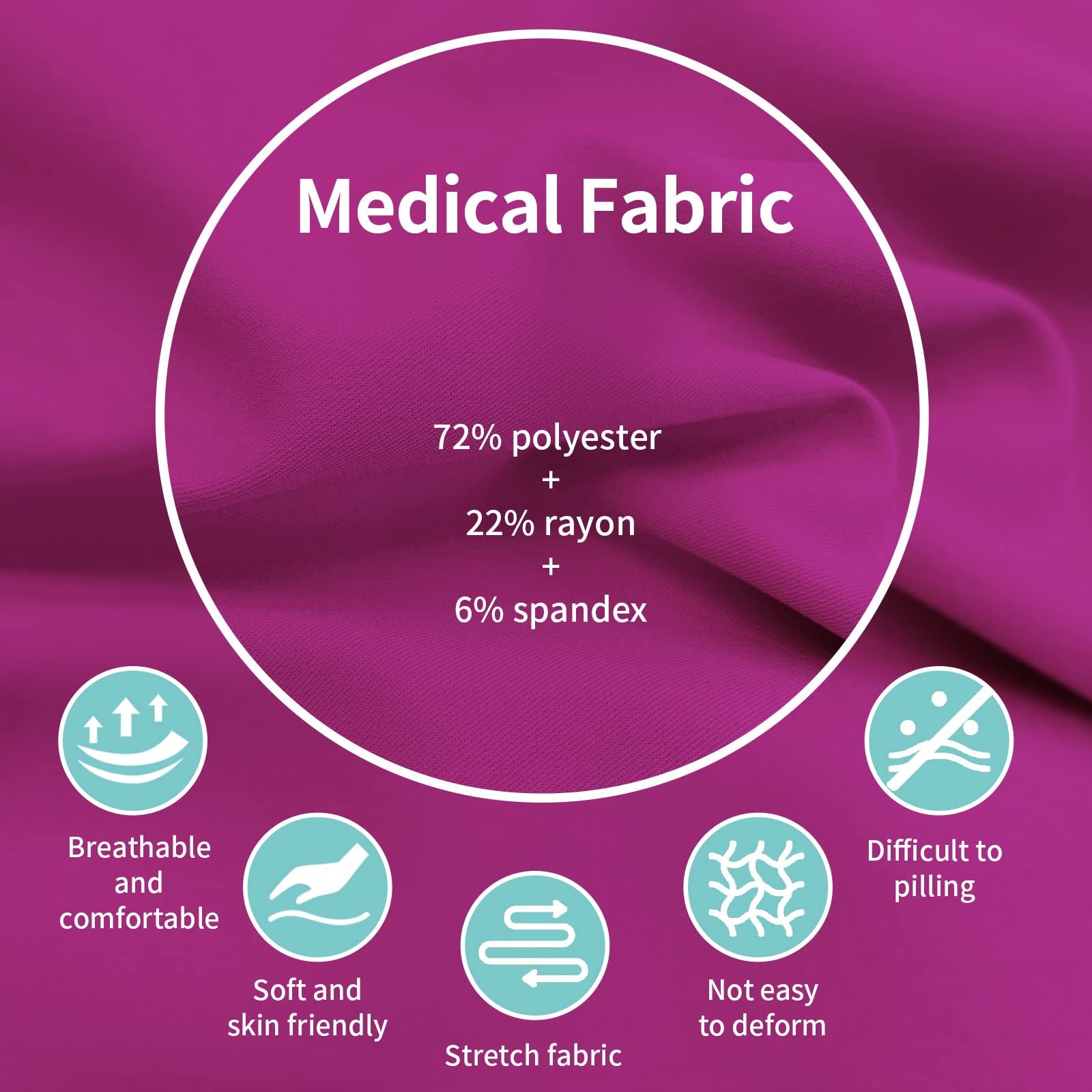 niaahinn Classic Scrub Set for Women - V-Neck Scrub Top & Stylish Scrub Pants with Multi Pocket (Hot Pink,L,Large)