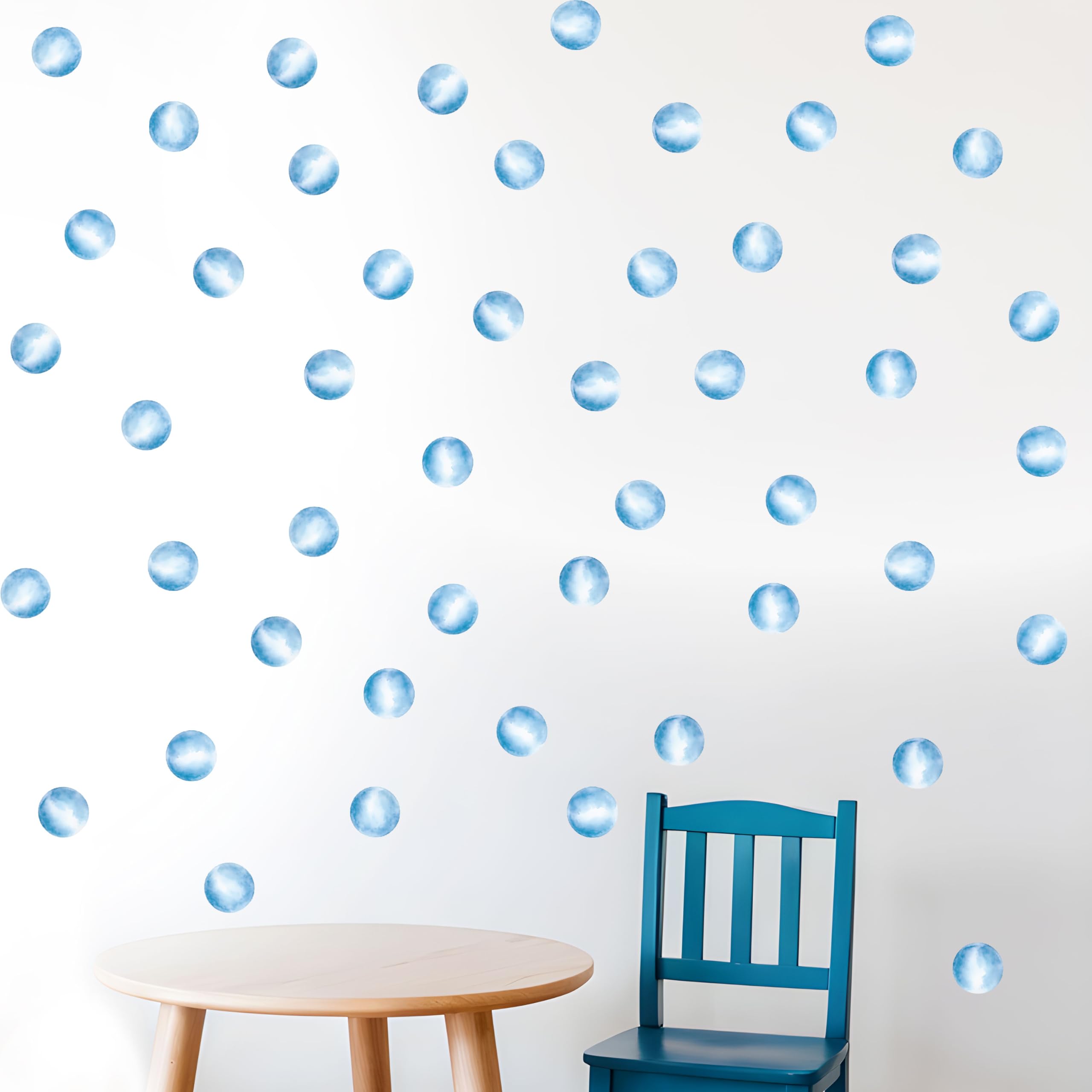 Pastel Polka Dots Wall Stickers 48 pcs, Easy Peel & Stick Decals, Premium Removable and repositionable Fabric Stickers, Watercolor Style Circle Decor