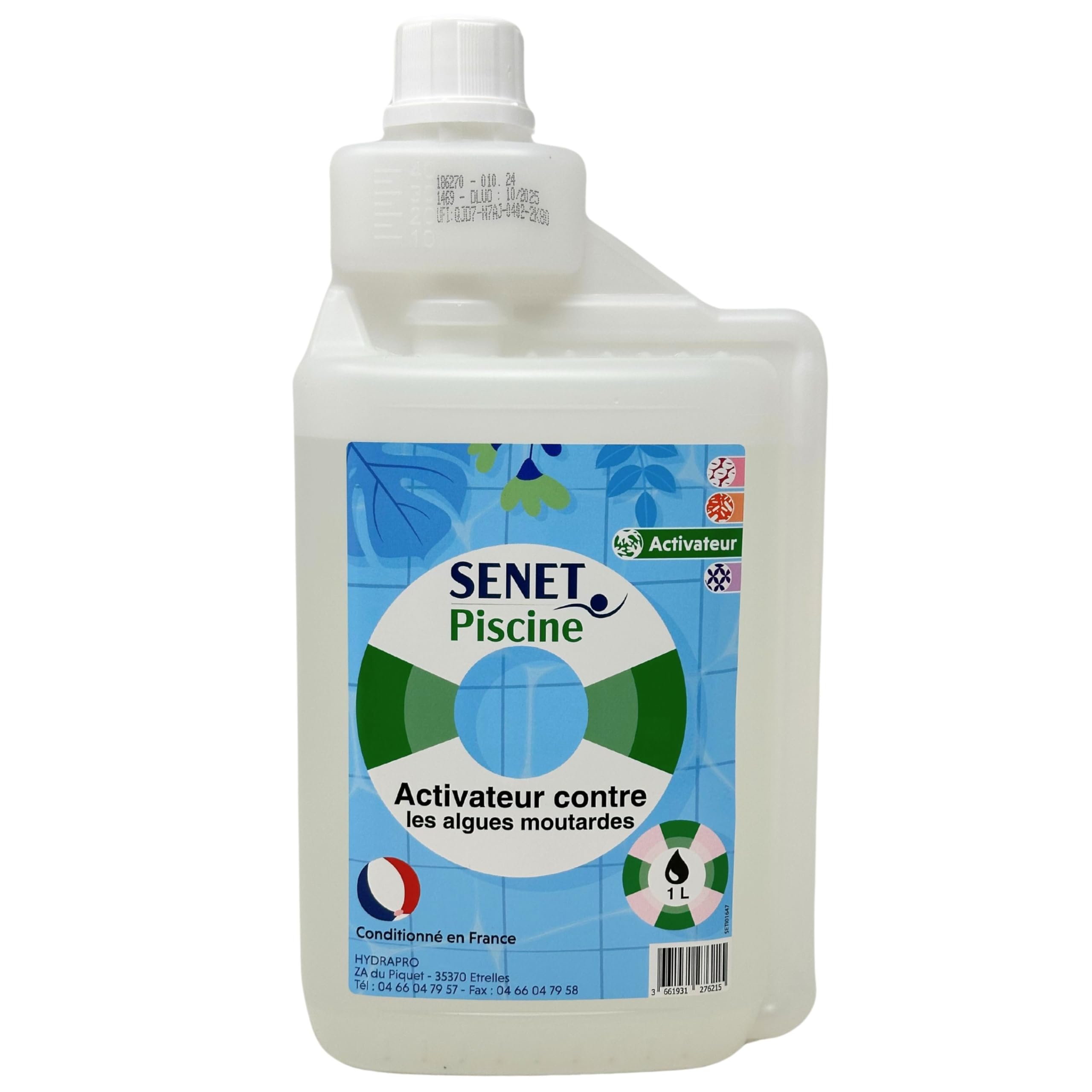 Activateur Efficace Contre Les Algues Moutardes pour Piscines - Compatible avec Traitement au Chlore, 1L - Conditionné en France
