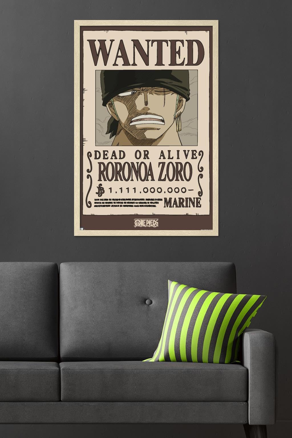 One Piece - Roronoa Zoro Wanted Poster Wall Poster, 34L