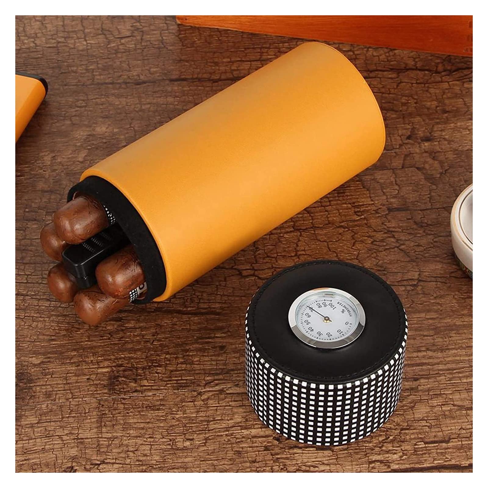 Scatola per sigari, umidificatore per sigari, umidificatore in Pelle da Viaggio, Porta sigari Portatile, umidificatore igrometro, Scatola Adatta per 5 sigari