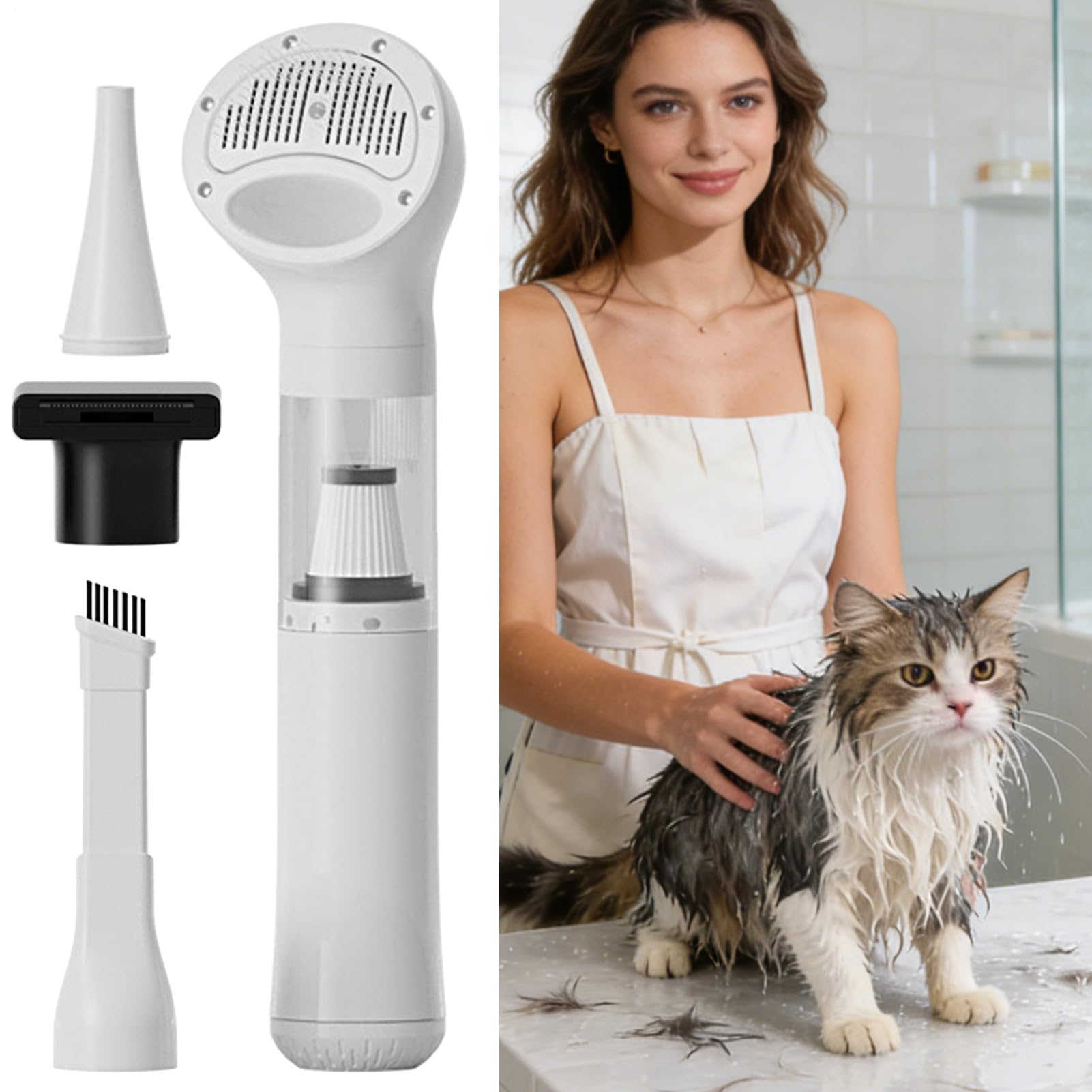 Kit aspirapolvere per toelettatura cani Senza Fili Silenzioso con Ugelli | Aspirapolvere Compatta per Auto per Uso Domestico Casa Cucina Appartamento Auto Veicolo Festa Lettiera Cibo Secc