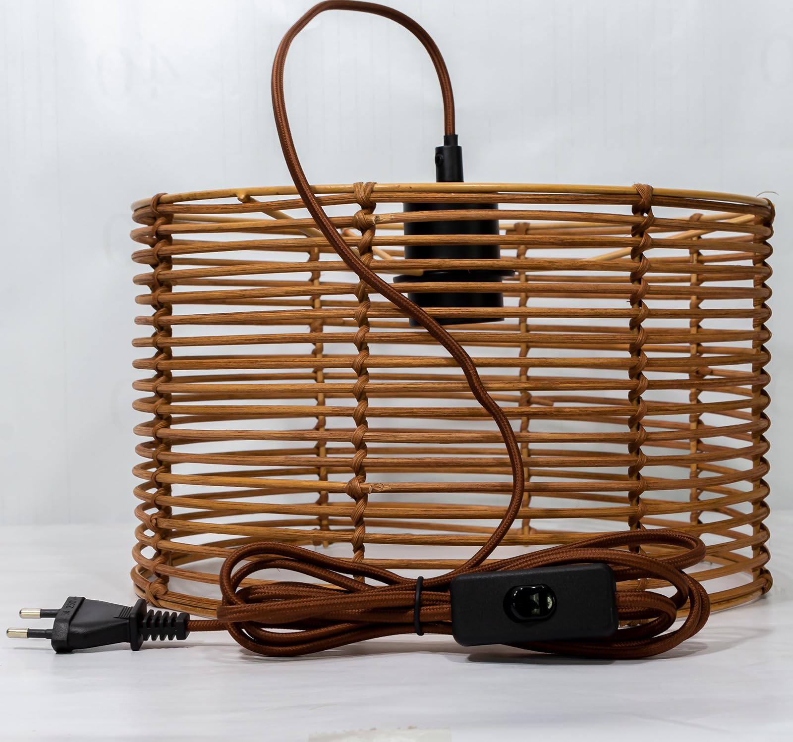 Osasy Hängelampe aus Rattan, Plug-in-Pendelleuchte, geflochten, dimmbar, Boho-Stil, für Küche, Bauernhaus, Schlafzimmer(nicht enthalten Glühbirne)