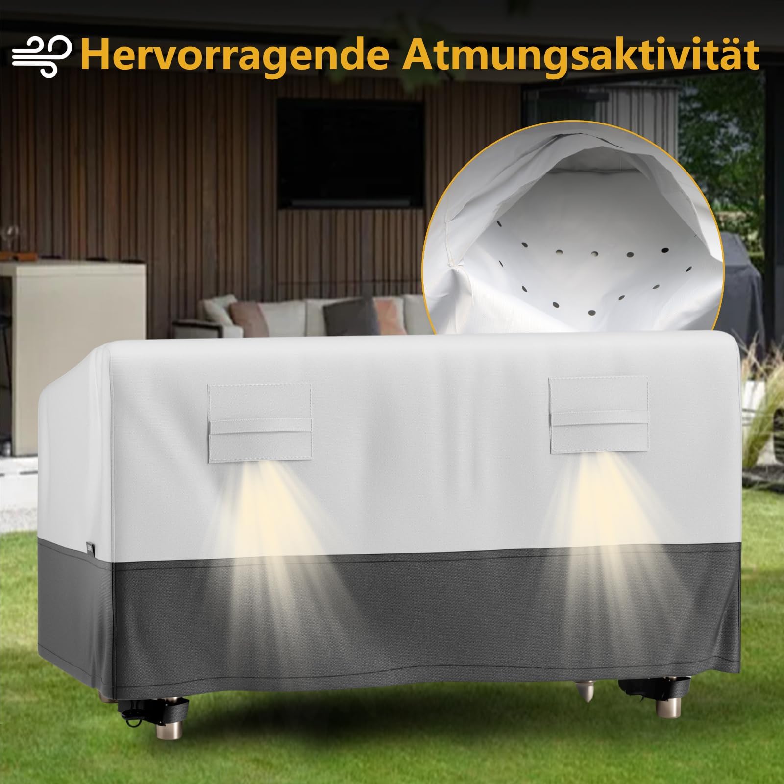 EVRBUL Gartenbank Abdeckung für 2 Sitzer 420D Outdoor-Sofacover mit Luftdüsen 147cm x 82cm x 79cm (58" × 32" × 31")