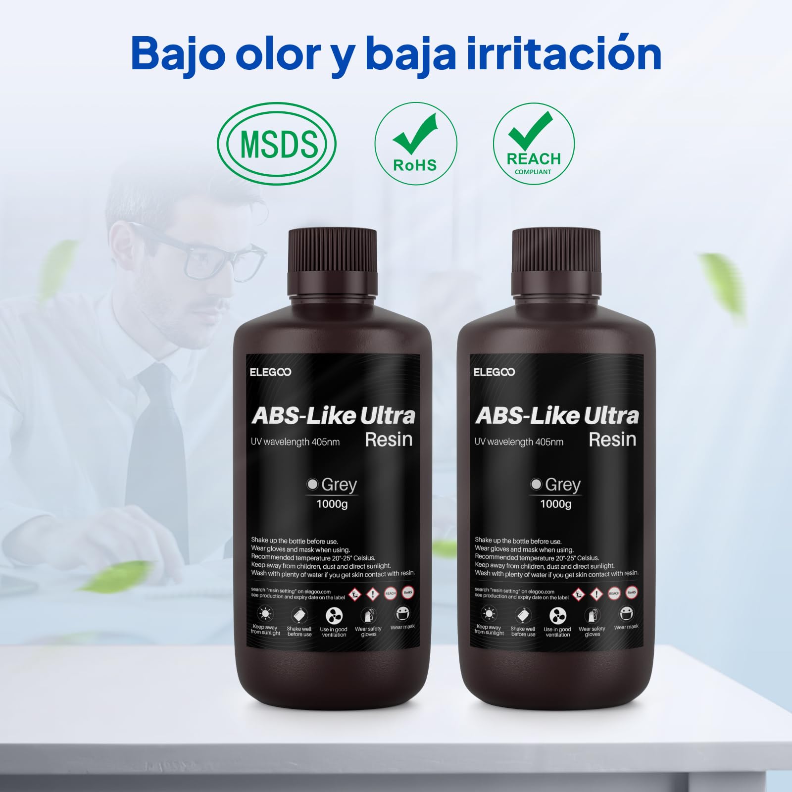 ELEGOO Resina ABS-Like Ultra 1kg Amarillo limón - Alta Flexibilidad, Dureza y Resistencia al Impacto - Alta Precisión, Baja Contracción - Curado Rápido - Compatible LCD 405nm