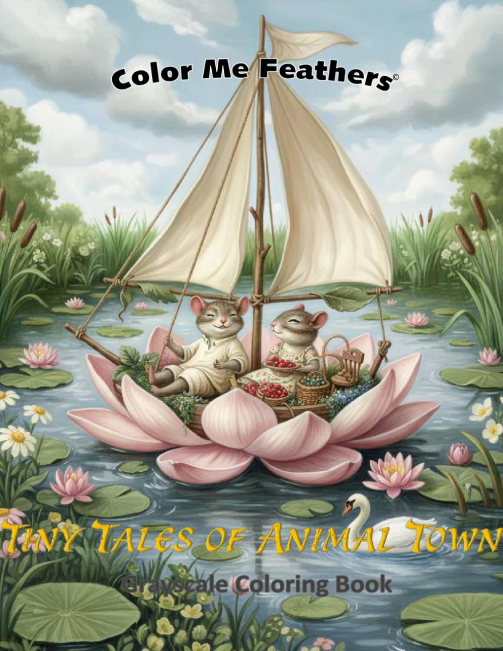 Tiny Tales of Animal Town: **Little Woodland Creatures — Adult Grayscale Coloring Book**