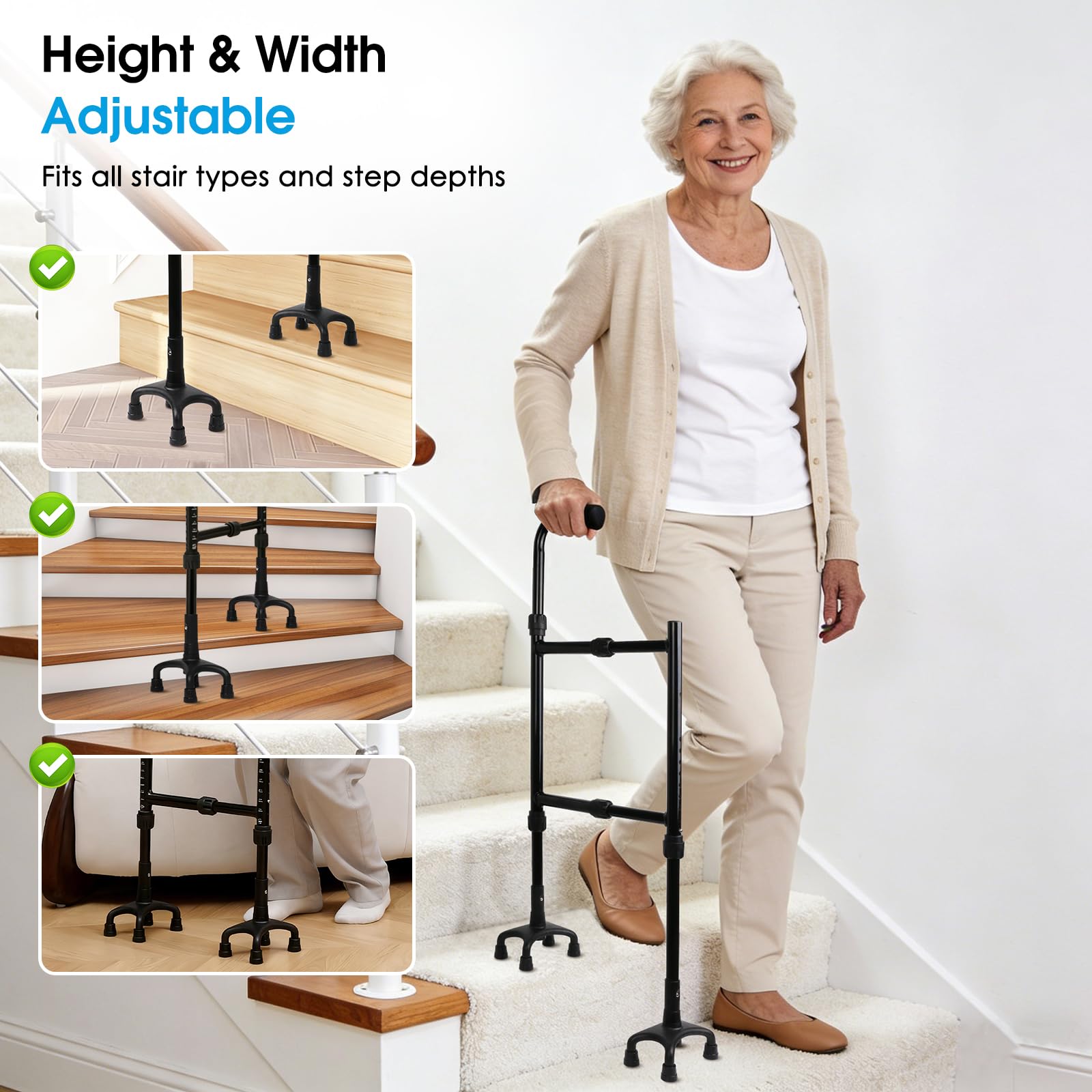 AMOVO Stair Climbing Assist Cane Adjustable Elderly Stair Lift Assist — Amazon image 2