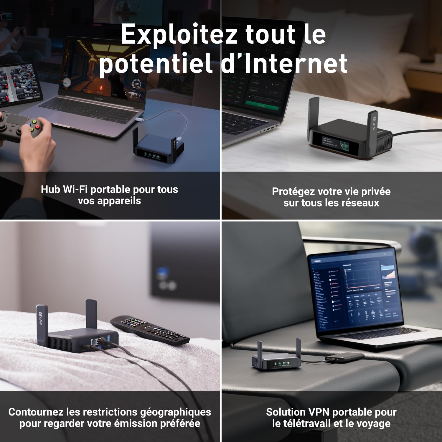 GL.iNet GL-BE3600 Slate 7 Routeur de Voyage Portable, Routeur Gigabit Wi-Fi 7 Double Bande, OpenVPN Wireguard