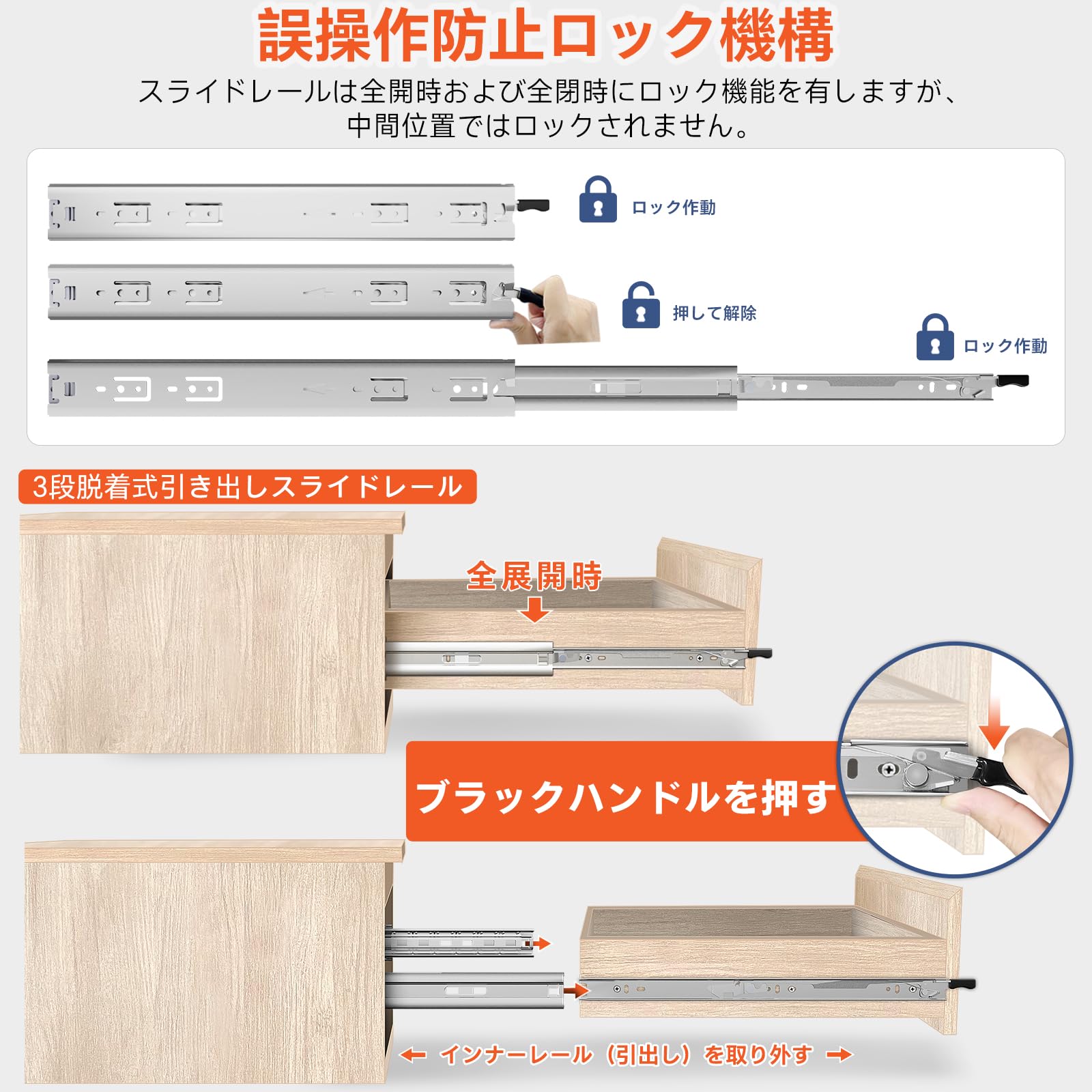 Amazon.co.jp: ToBeGreat 重量用 スライドレール 1000MM ロック付き 幅