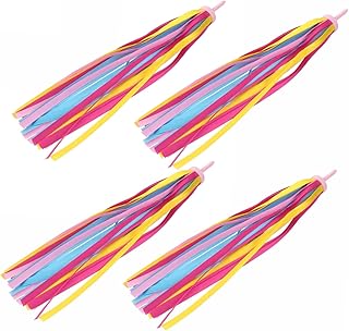 BESPORTBLE Scooter De 2 Pares Prende A Fita Vermelha Do Guiador Da Menina Da Bicicleta Flâmulas Para Bicicletas Pompom Borla Arco-Íris Fita Triciclo Decorar Acessórios Guidão Da Bicicleta