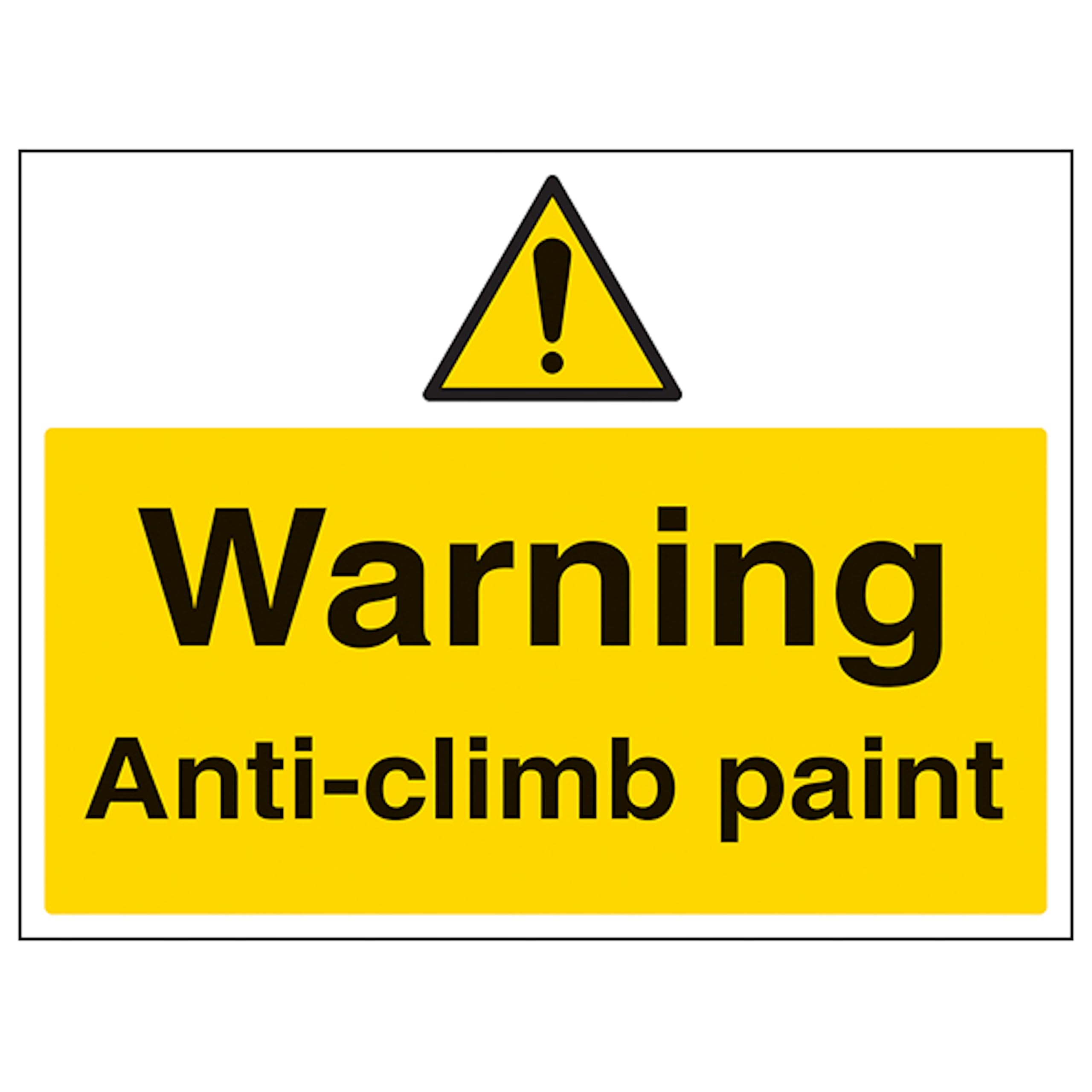 V Safety Warning Anti-Climb Paint - Large Landscape 400 x 300 mm - 3mm Aluminium Composite Safety Sign