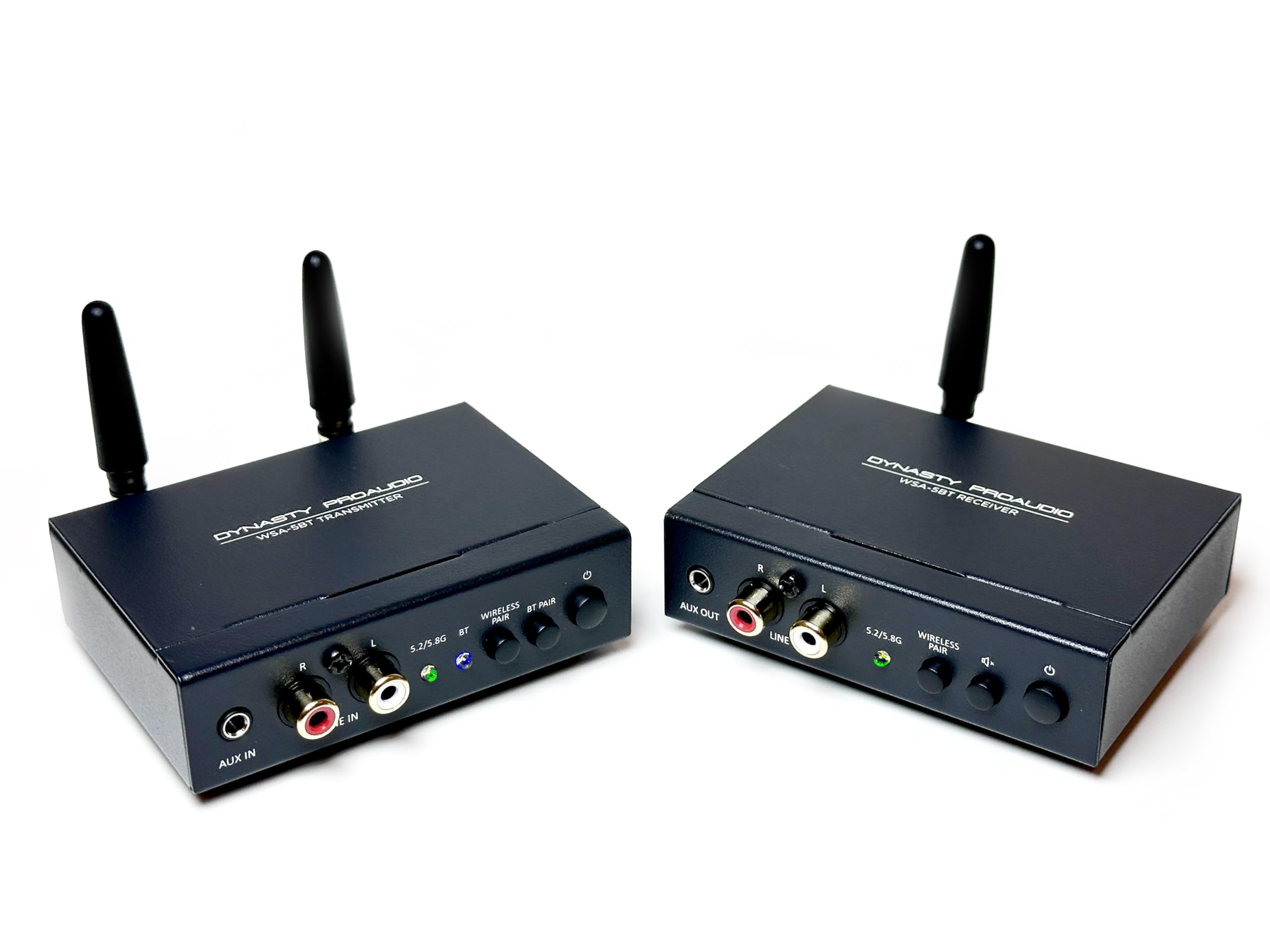 DYNASTY PROAUDIO Adaptateur audio sans fil WSA-5BT avec puce Qualcomm® aptX™ Bluetooth 5.3 sans perte, latence ultra faible, double bande 5,2/5,8 GHz, installation facile pour AVR/TV/PC avec système