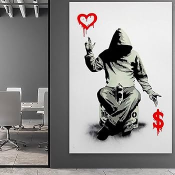 Amazon.co.jp: Banksy バンクシー 愛とお金 アートパネル 飾り絵