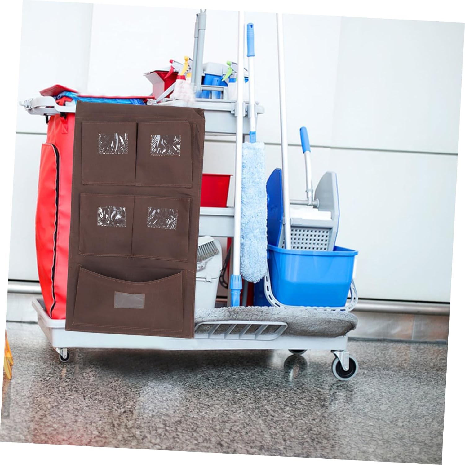 Ipetboom Janitorial Cleaning Bag Replacement Cleaning Bag for Cart Solid Rod Metal Hooks for Hotel Inn Housekeeping Cart