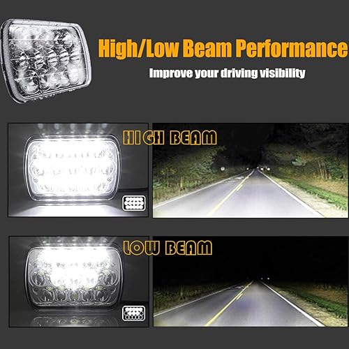 Miniatura 3 de Edenshow Faros delanteros LED, piezas de ensamblaje, haz sellado altobajo, H4 9003, punto de enchufe, rectangular, H6054, faros LED para Jeep