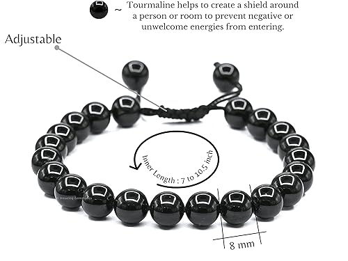 Vista 491 de Amazing Gemstone Yaxaite Bracelet for Women Men's Gifts - Protection Healing Crystal Bracelet - 8mm Gemstone Beaded Adjustable Bracelet Pulseras