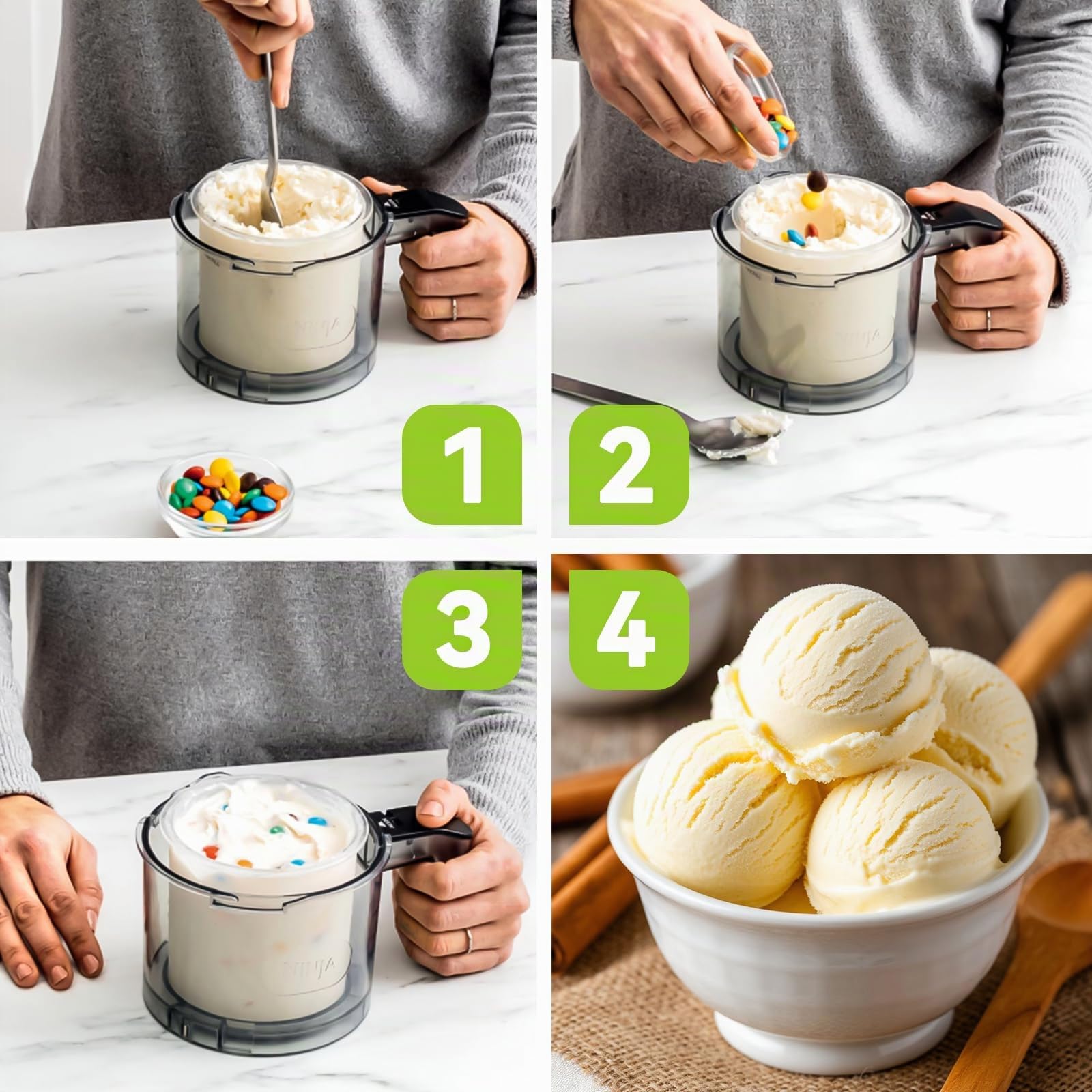 4PCS Pot pour Ninja Creamy Deluxe,680 ML Récipient pour ninja Creami pour NC500 NC501,Bacs À Crème Glacée avec Couvercle Et Cuillère,Accessoires per macchine del gelato