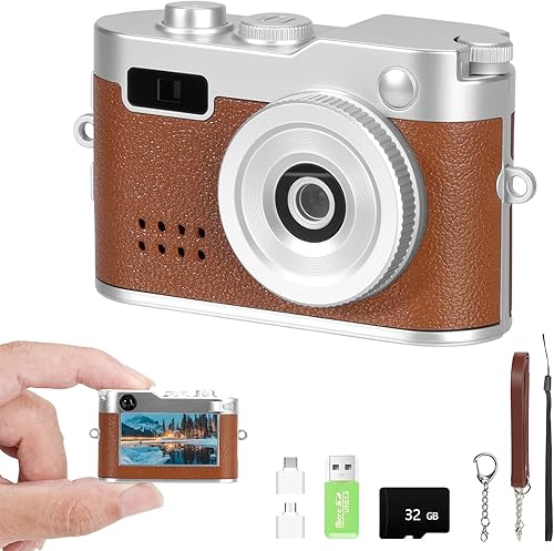 Miniatura 16 de Mini cámara con llavero, FHD 1080p 8MP Mini cámara digital con tarjeta SD de 32 GB, pantalla HD de 0.96 pulgadas, duración de la batería de 100