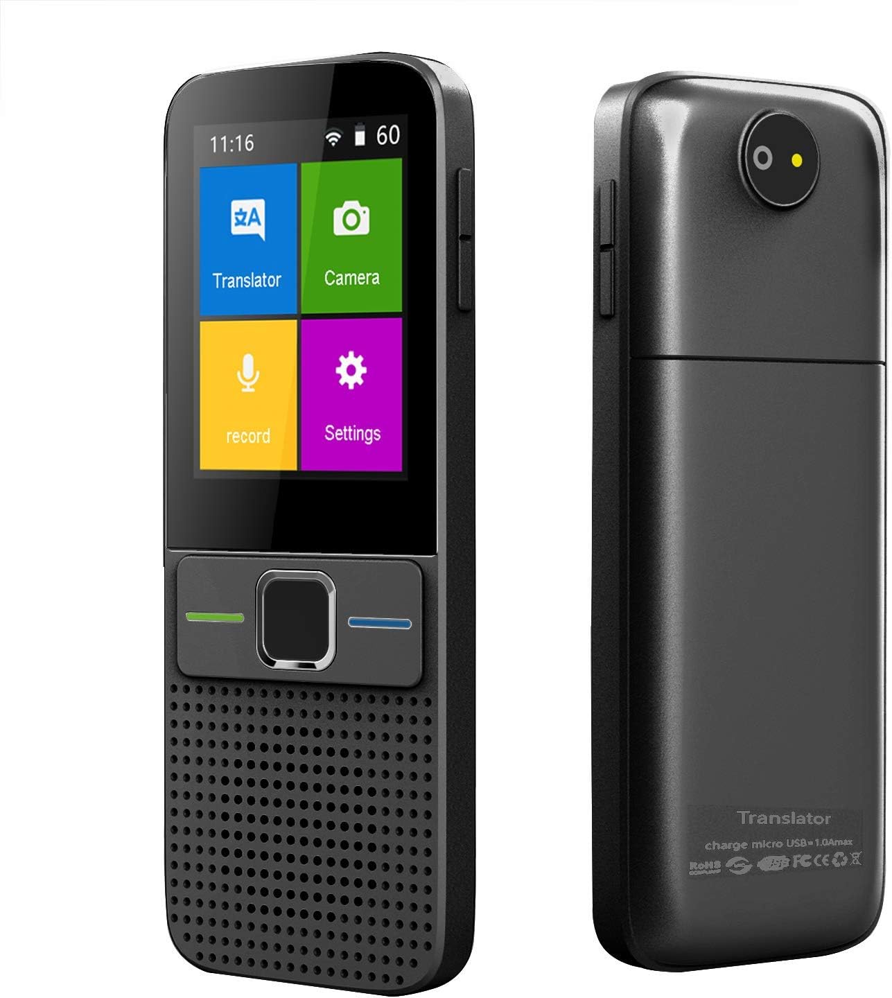 Instant Voice Language Translator Device Support 137 Languages,Two Way WiFi/Hotspot/Offline Portable Translator 2.4inch Touch Screen Camera (Black)