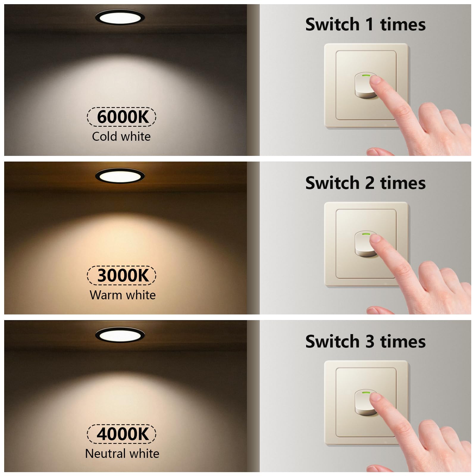 IP44 Downlight LED Techo Empotrable 5W Regulables 3000K/4000K/6000K, Aluminio die-Casting Ojo de Buey Focos AC220-240V, Orificio 70-85mm, Pack 5