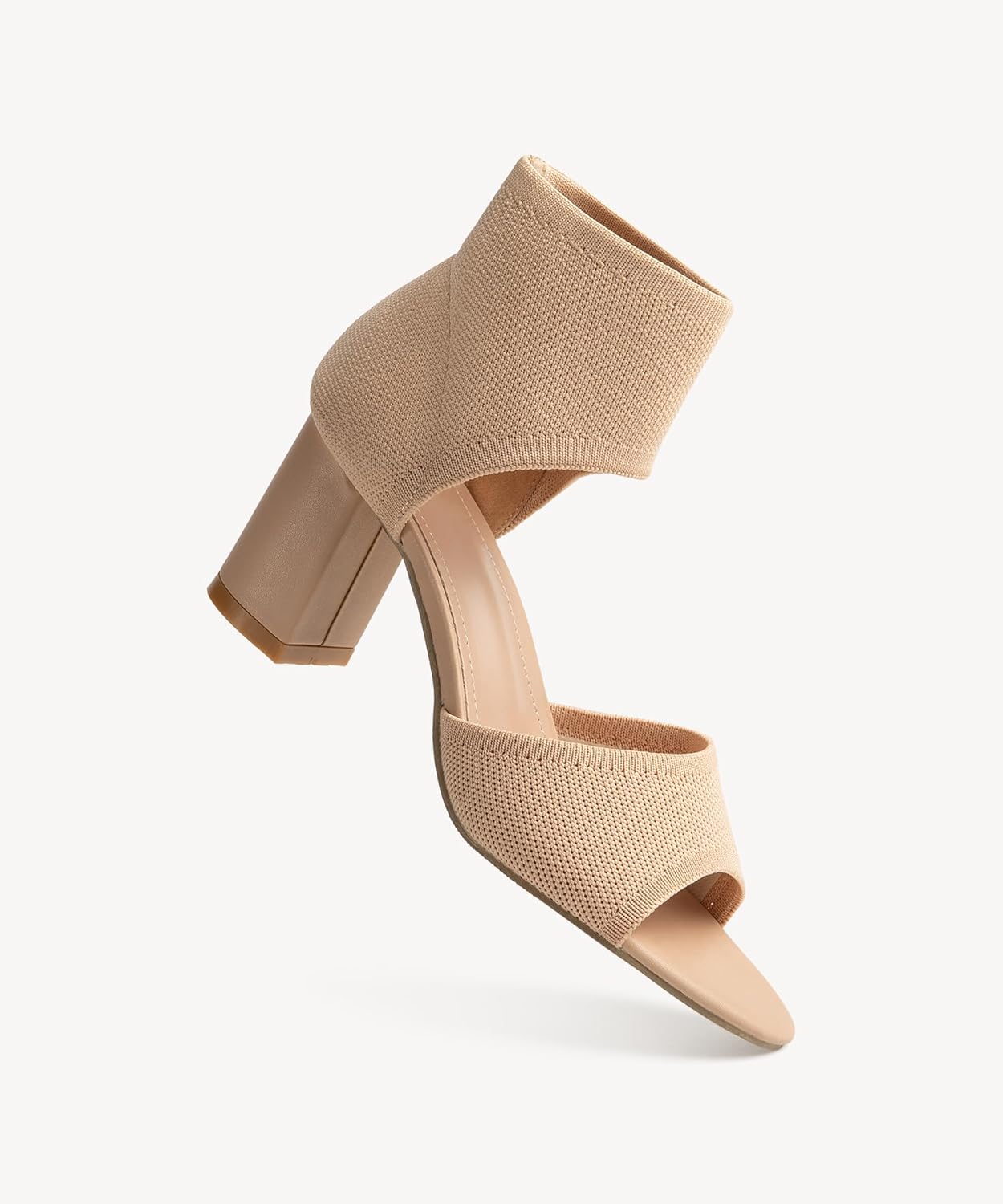 NEWBELLA MOUSSE FIT Women's Knit Block Heel Sandals - 2.5 Inch Knit Chunky Block Heels, Non-Slip Rubber Sole Wedding & Party Shoes with Breathable Design - Image 4