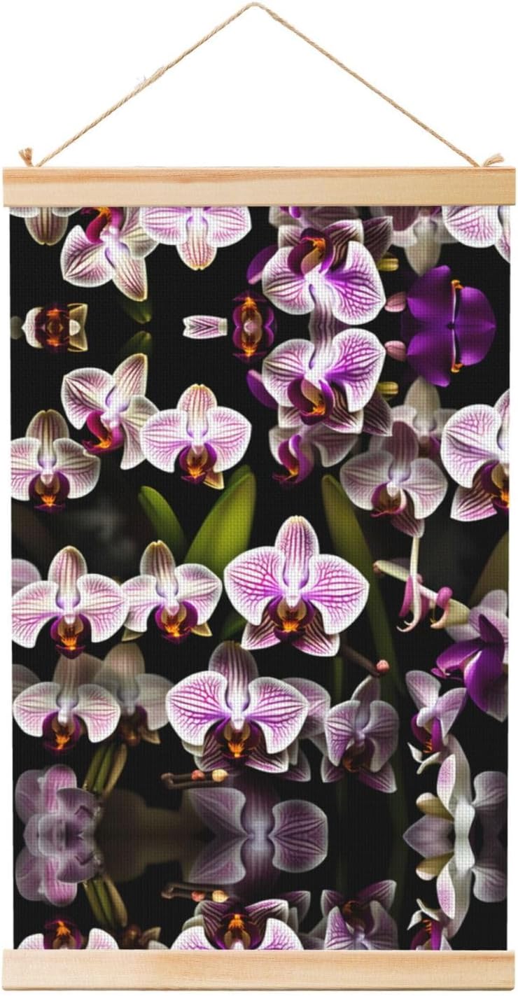 Orchids Print Poster Hanger,Hanging Poster, Poster Frame,Wood Poster Hanger, For Wall Hanging