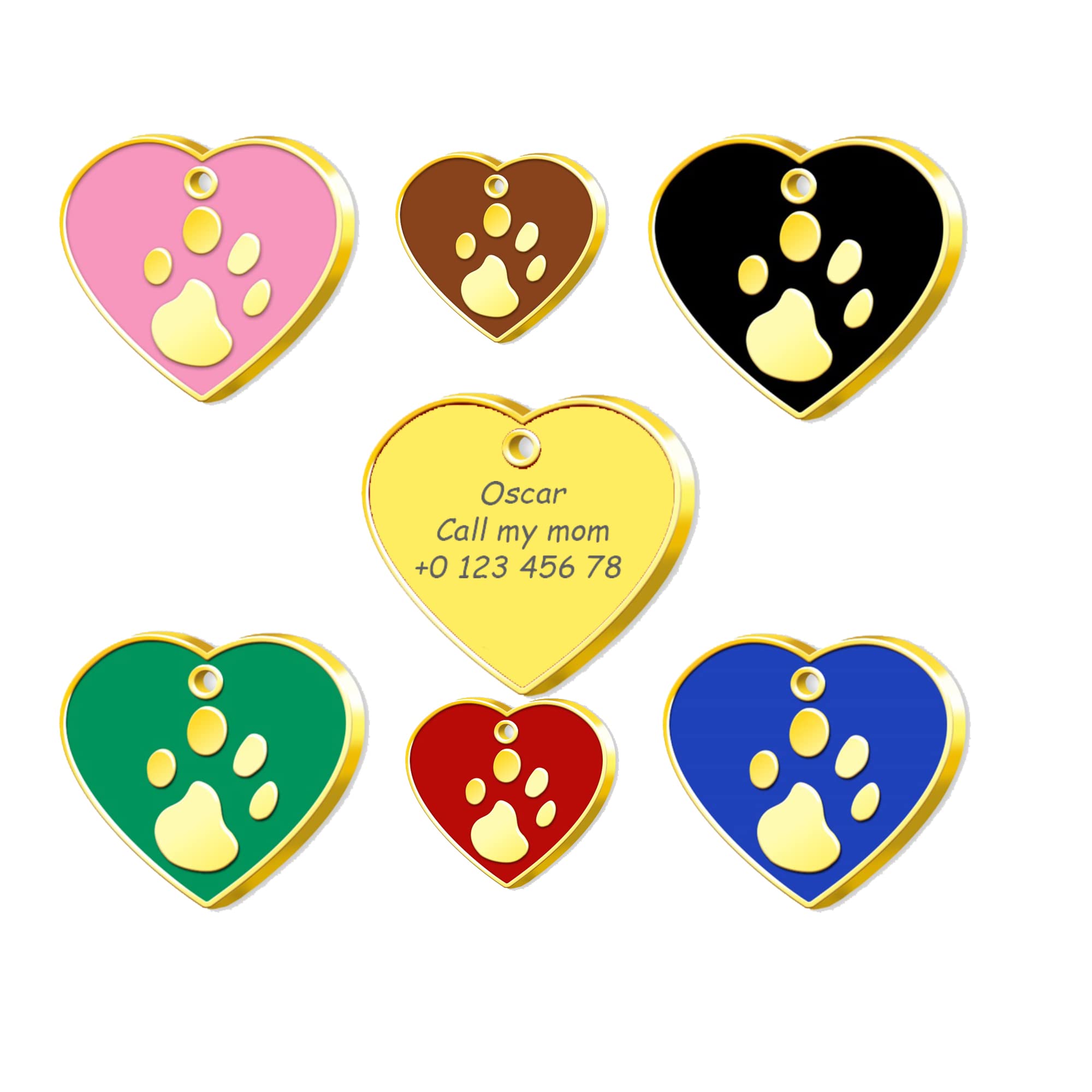 Heart Paw Dog id Tag - 24K Gold Plated Pet Tags - Gold Plated Dog Tag - Personalized Pet Tag - Customized Dog Cat Tag - ID Tag for Dog - Custom Dog Name Tag - TS4 (Blue)