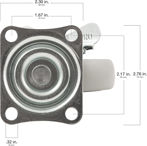 Miniatura 4 de Titan - Rueda de placa de goma resistente de 3 pulgadas con freno, neumático gris y llanta