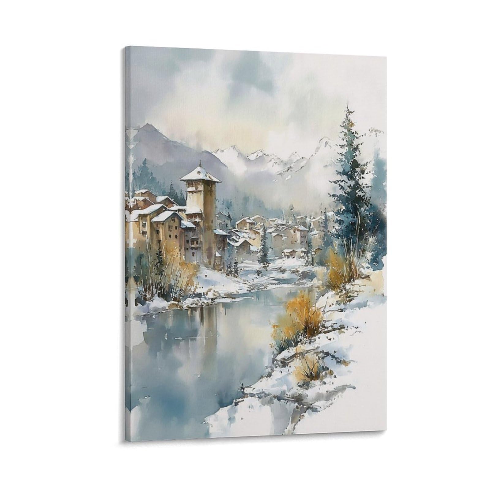 CNAHEIZ Whistler Watercolor Painting Ski 20x30inch(50x75cm) Vintage Travel Poster Watercolor Canvas Art