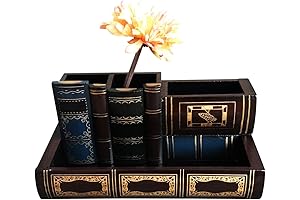 Tosnail Book Pencil Holder: Antique Library Elegance for Your Desk