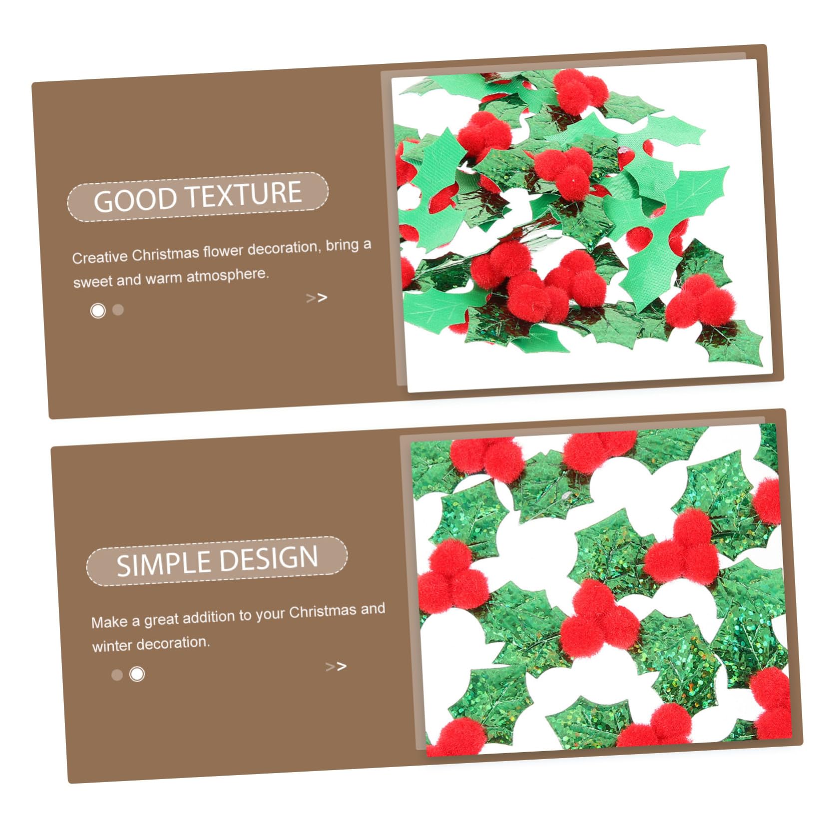 Amosfun 5 Ensembles Décoration De Feuilles De Noël Noël Embellissements De Baies De Houx Fabriquer des Feuilles De Houx Rose Matériel De Couronne De Bricolage Chiffon 100 Pièces X 5