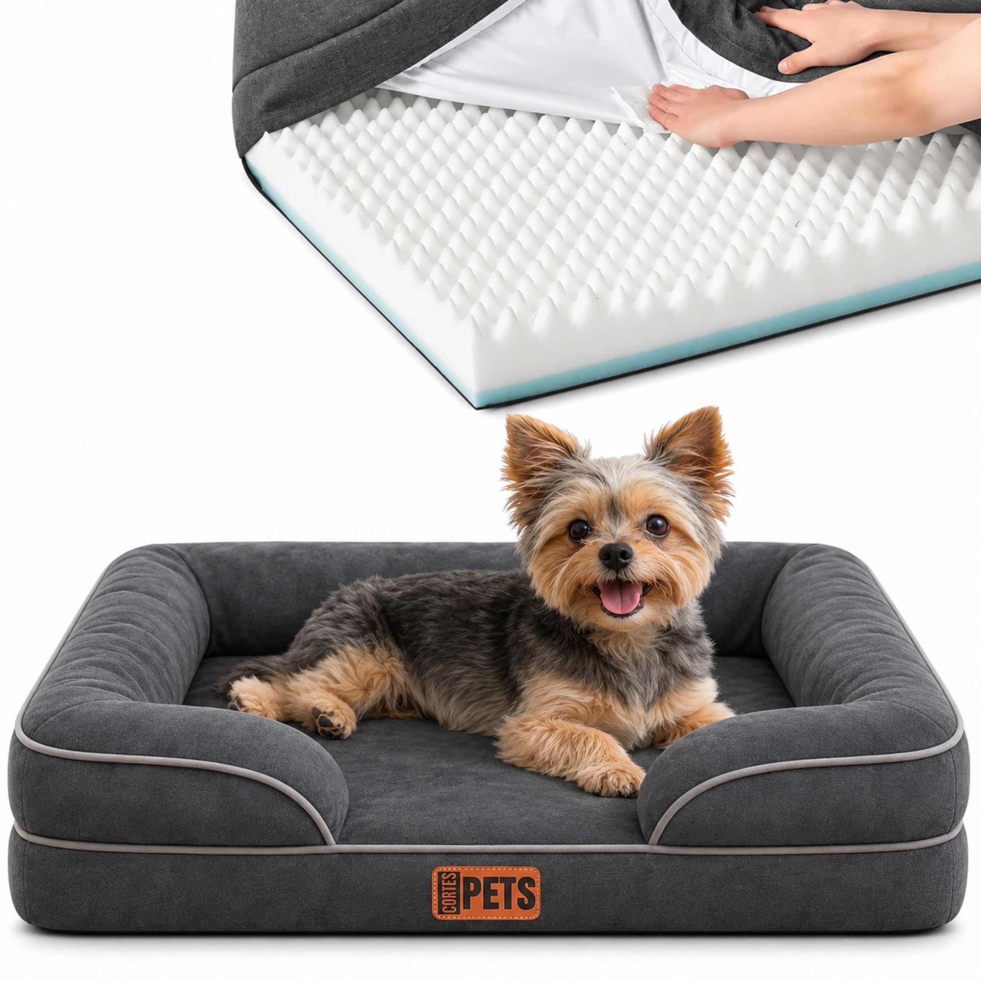 Lit orthopédique pour chien rafraîchissant et imperméable taille M gris