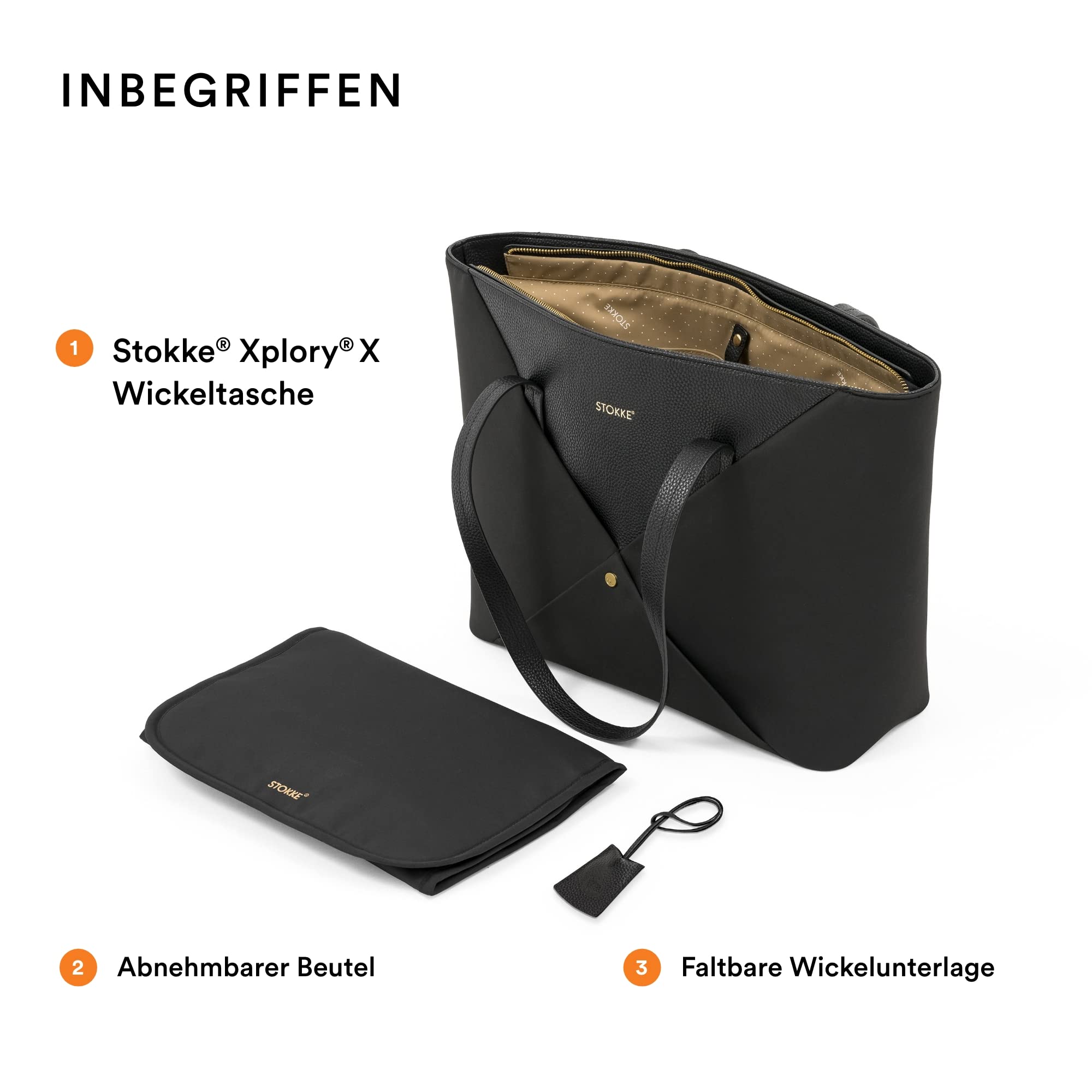 Stokke Xplory X Wickeltasche – Trageoption als Schultertasche oder Rucksack – Inklusive faltbarer Wickelunterlage & Beuteltasche – UPF 50+, wasserabweisend, leicht zu reinigen
