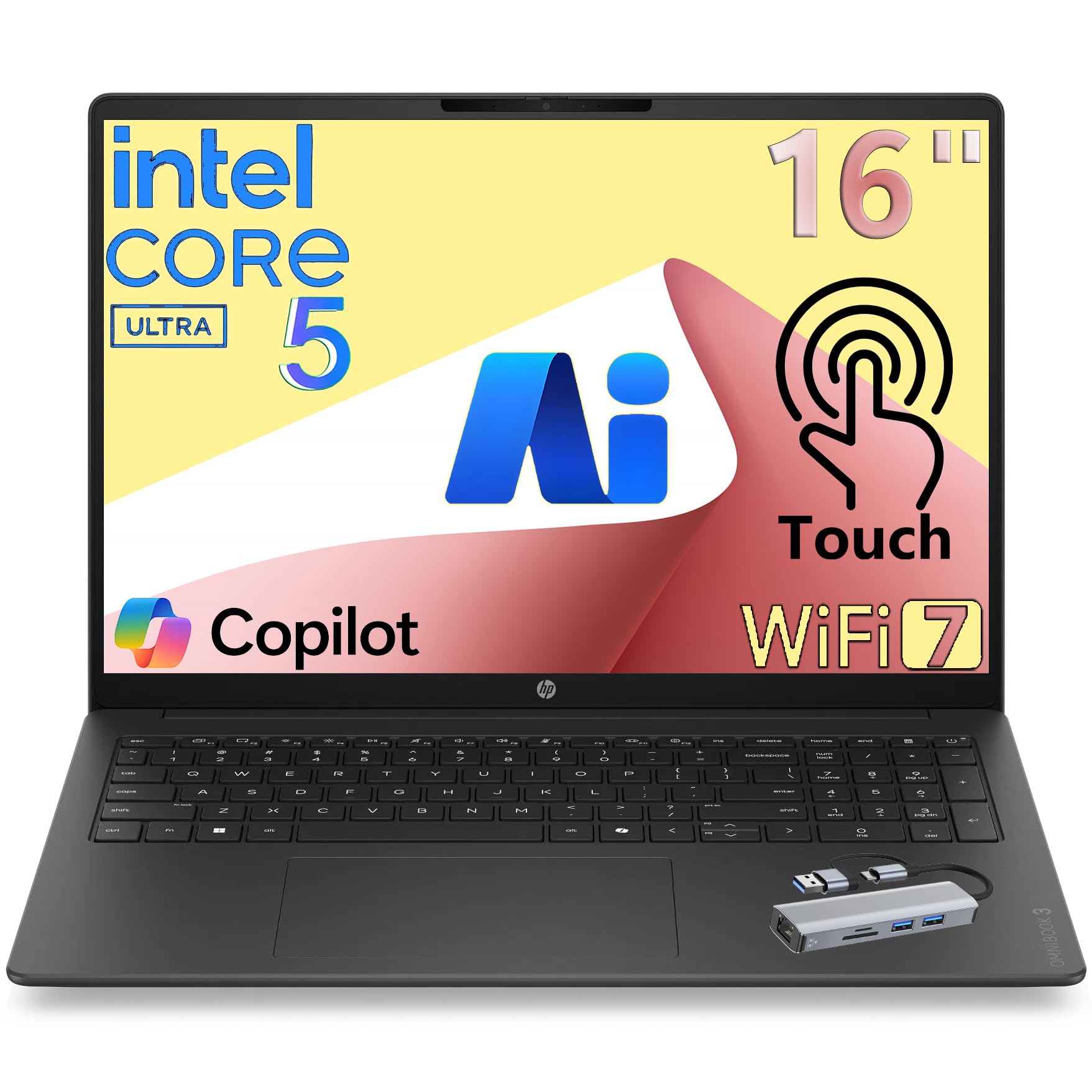 HP 16" Pavilion Business Laptop, Intel Ultra 5 225U, 8GB DDR5, 512GB SSD