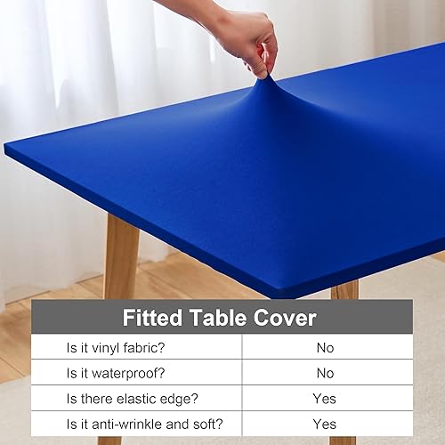 Miniatura 21 de eeivs Mantel cuadrado azul ajustable de elastano elástico con borde elástico, mantel de mesa para el hogar, cocina, comedor, 34 x 34 pulgadas