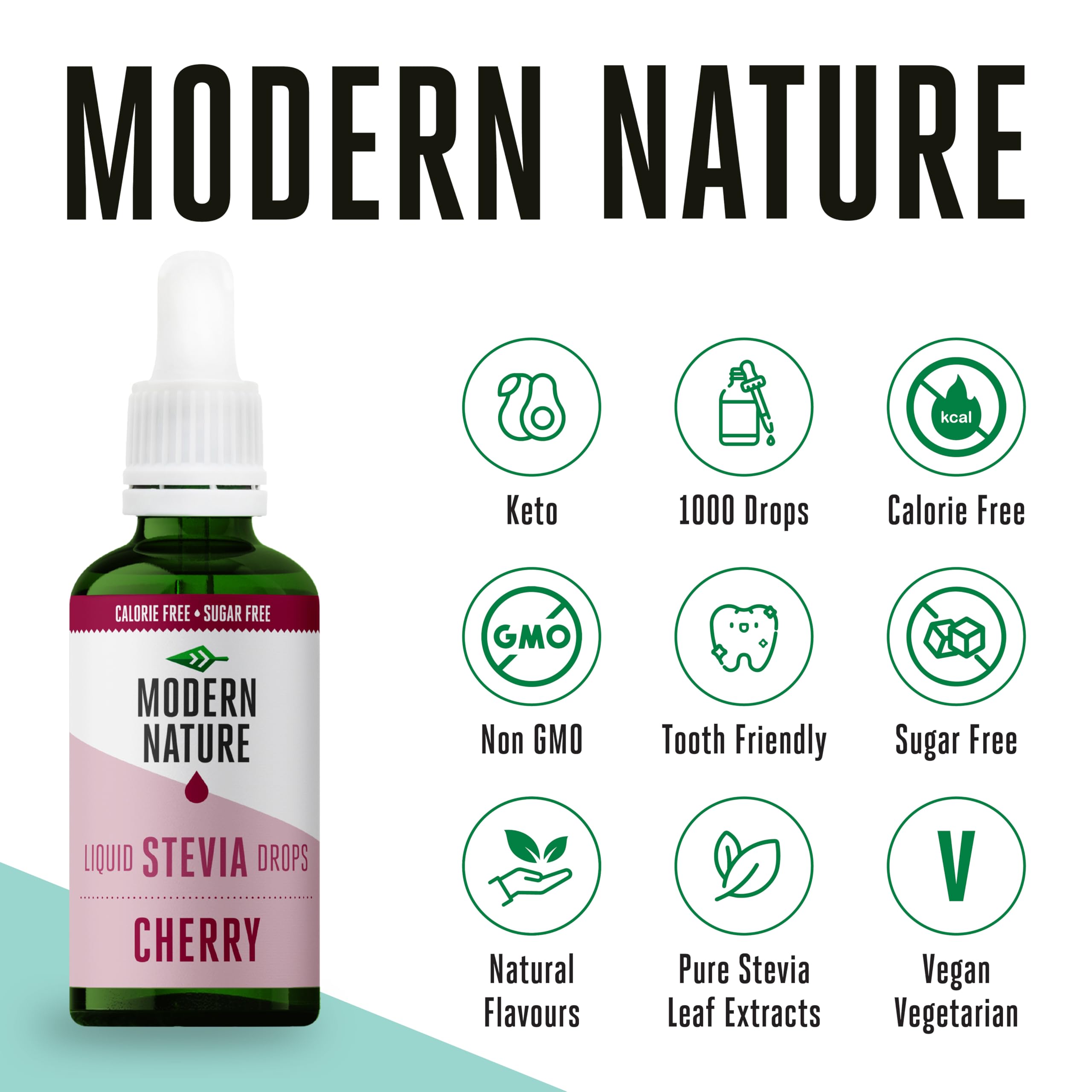 Czysta stewia w płynie słodzik Modern Nature – smak wiśniowy krople 50 ml - zero kalorii i bez cukru