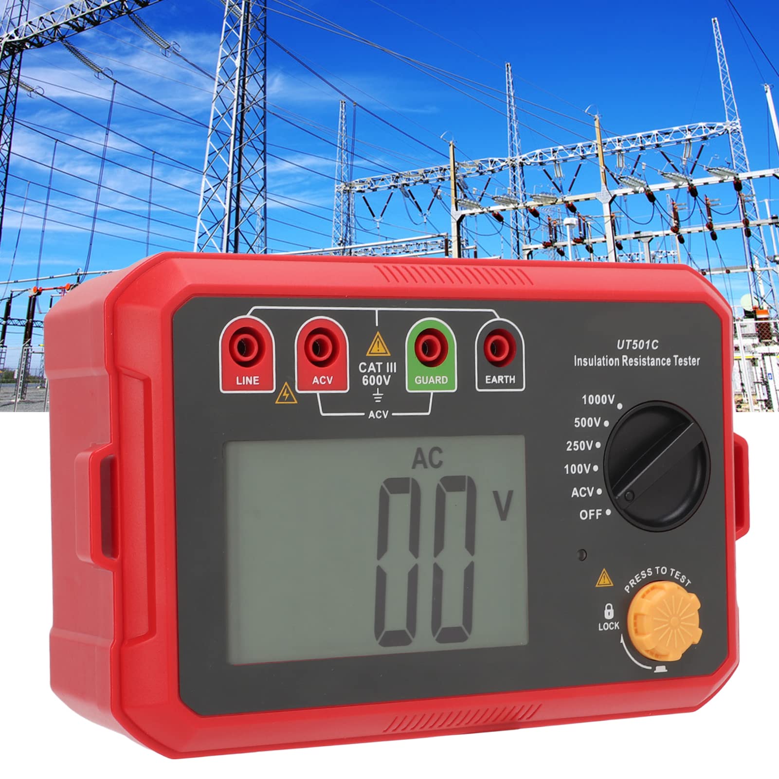 aqxreight UT501C Probador de Resistencia de Aislamiento Digital Detector de Fugas Portátil para Pruebas Eléctricas, Medidor de Aislamiento Confiable para Motores, Cables y Circuitos, Grado Profesional