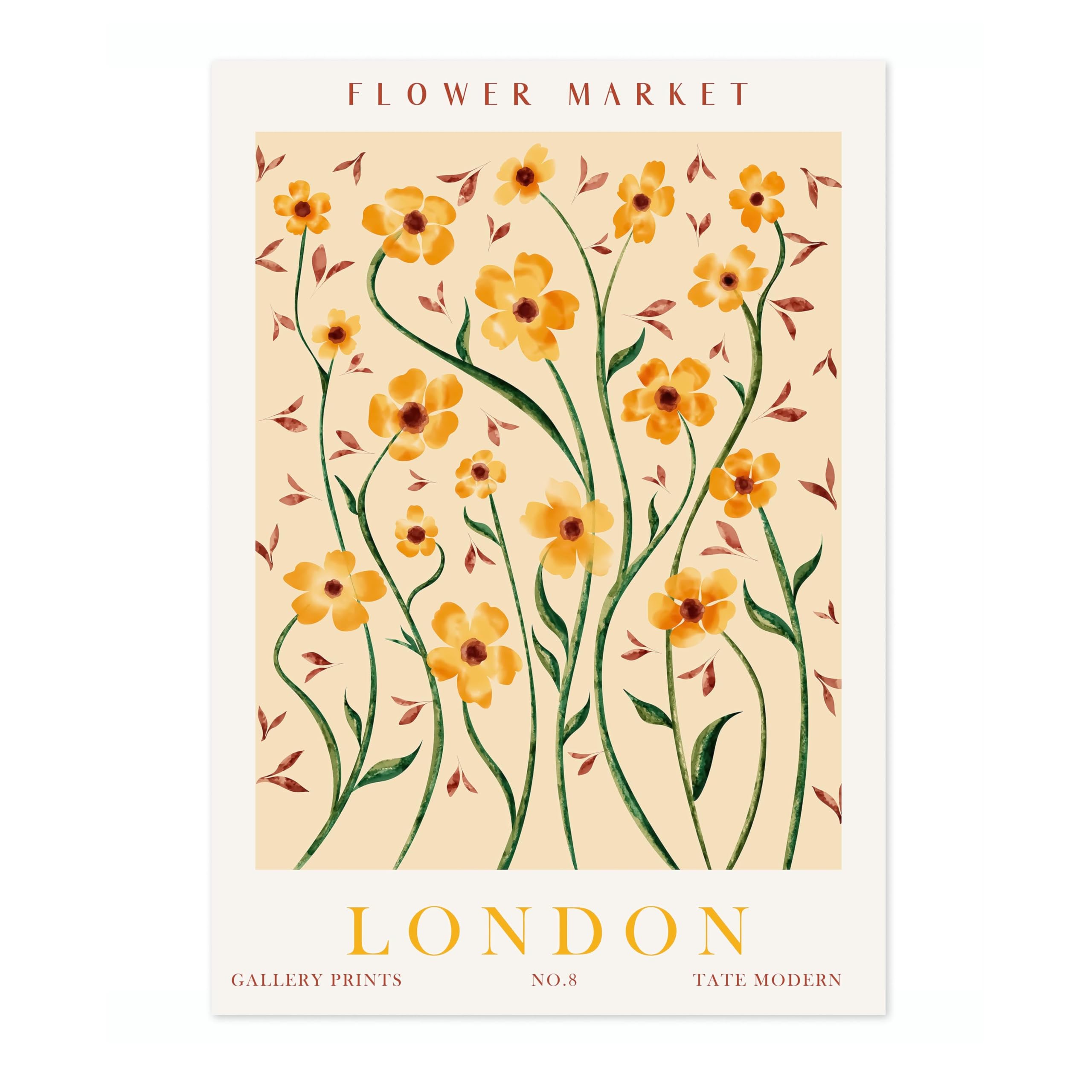 London Flower Market Flower Market Poster Floral Wall Decor Print Abstract Colourful Minimalist Travel Bedroom Art