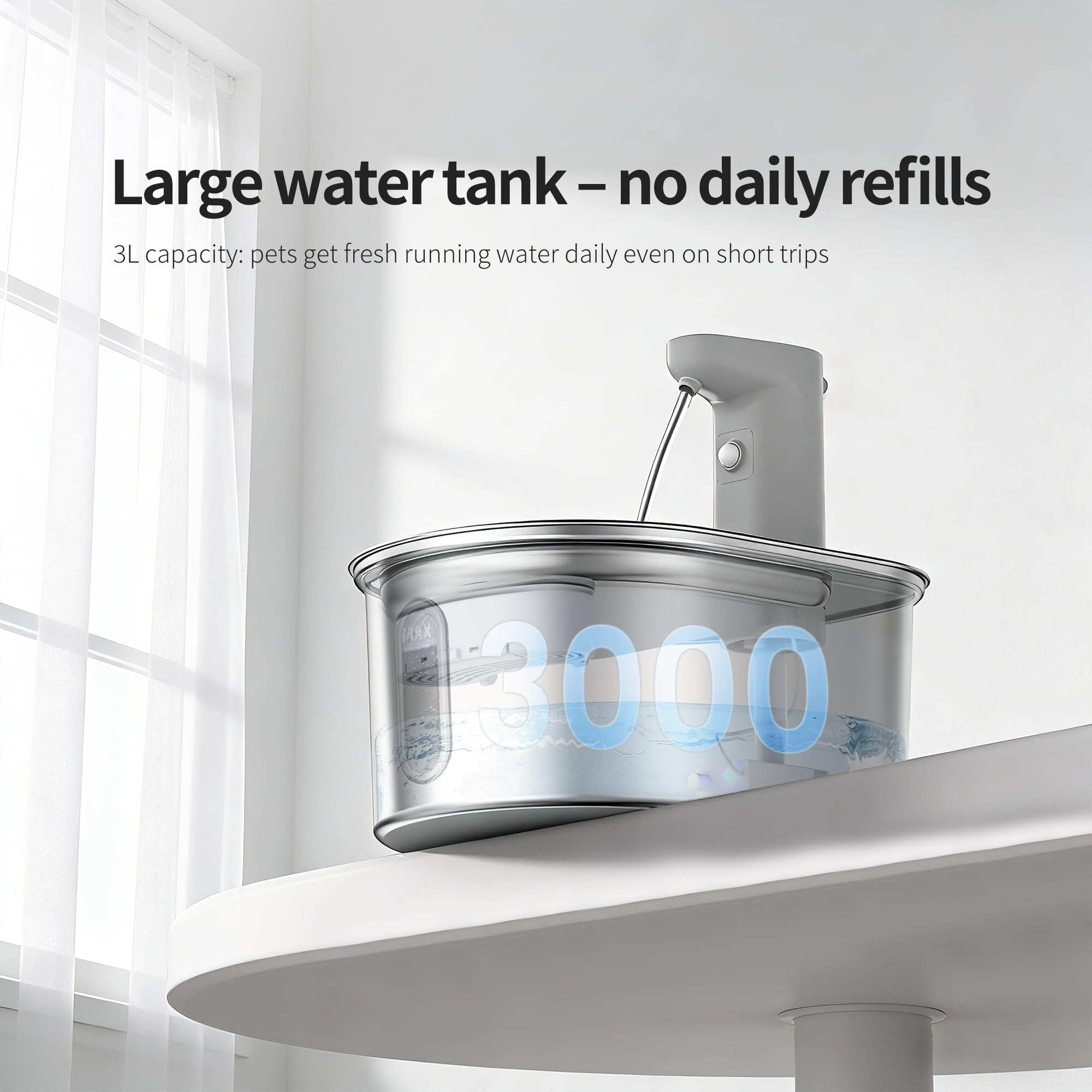 Wireless Cat Water Fountain Cordless: Stainless Steel Cat Fountains for Drinking 108oz/3.2L Battery Operated Pet Water Fountain Indoor with Motion Sensor - Rechargeable Automatic Water Dispenser - image 6