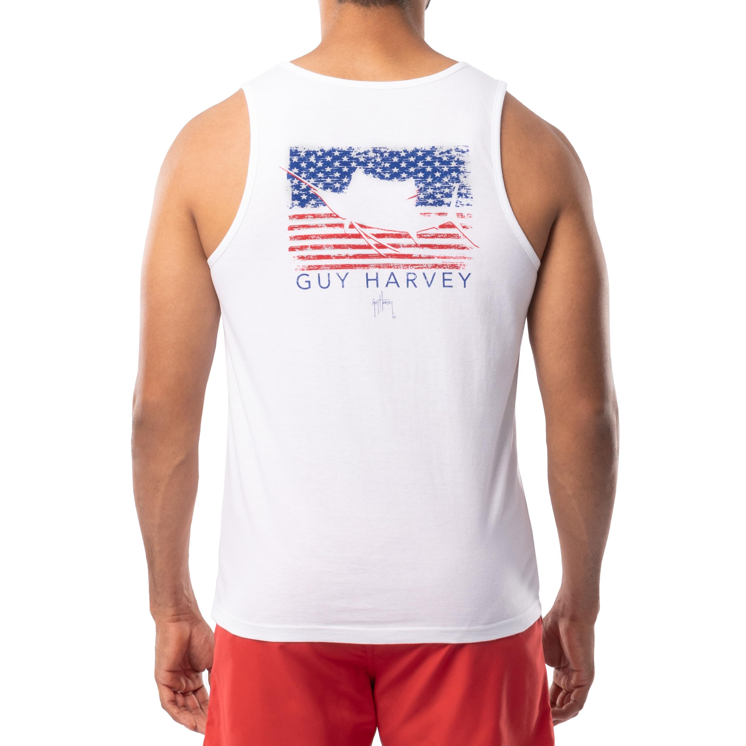 Guy Harvey Men's Fish Collection Graphic Tank Top, Bright White/Glory Sail, XL