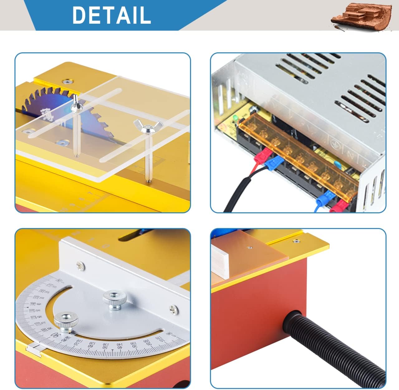 Mini Precision Table Saw 360W, T60 Hobby Table Saws for Small Woodworking Crafts, 1.18 Inch Adjustable Cut Depth, w/Push Table, for Wood Plastic Aluminum Plate Cutting