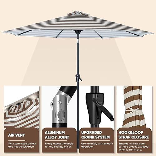 Miniatura 98 de Tempera Patio Market Outdoor Table Umbrella with Push Button Tilt and Crank,Large Sun Umbrella with Sturdy Pole&Fade resistant canopy,Easy to set