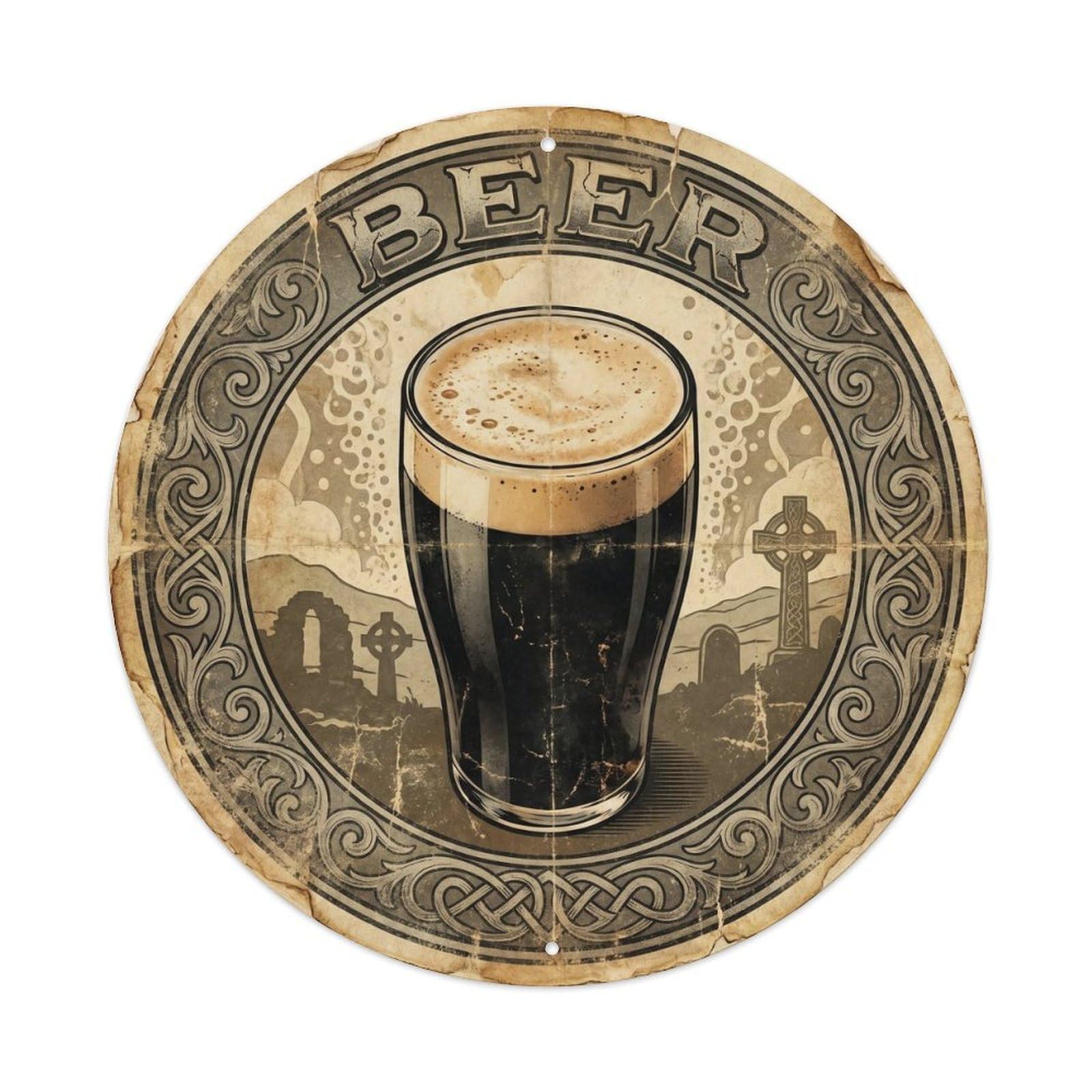 Okahys 8X8inch Classic Style Brewery Irish Travel Craft Beer Beverage Weathered Metal Tin Sign