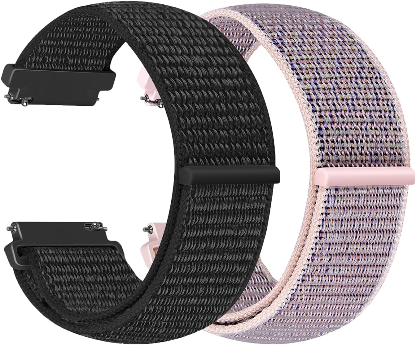 Vodtian20 mm quick change watch strap for Samsung Galaxy Watch 42 mm / Active2 44 mm 40 mm /Gear Sport / Garmin Vivoactive 3, nylon sports strap (20 mm, dark black + pink sand)
